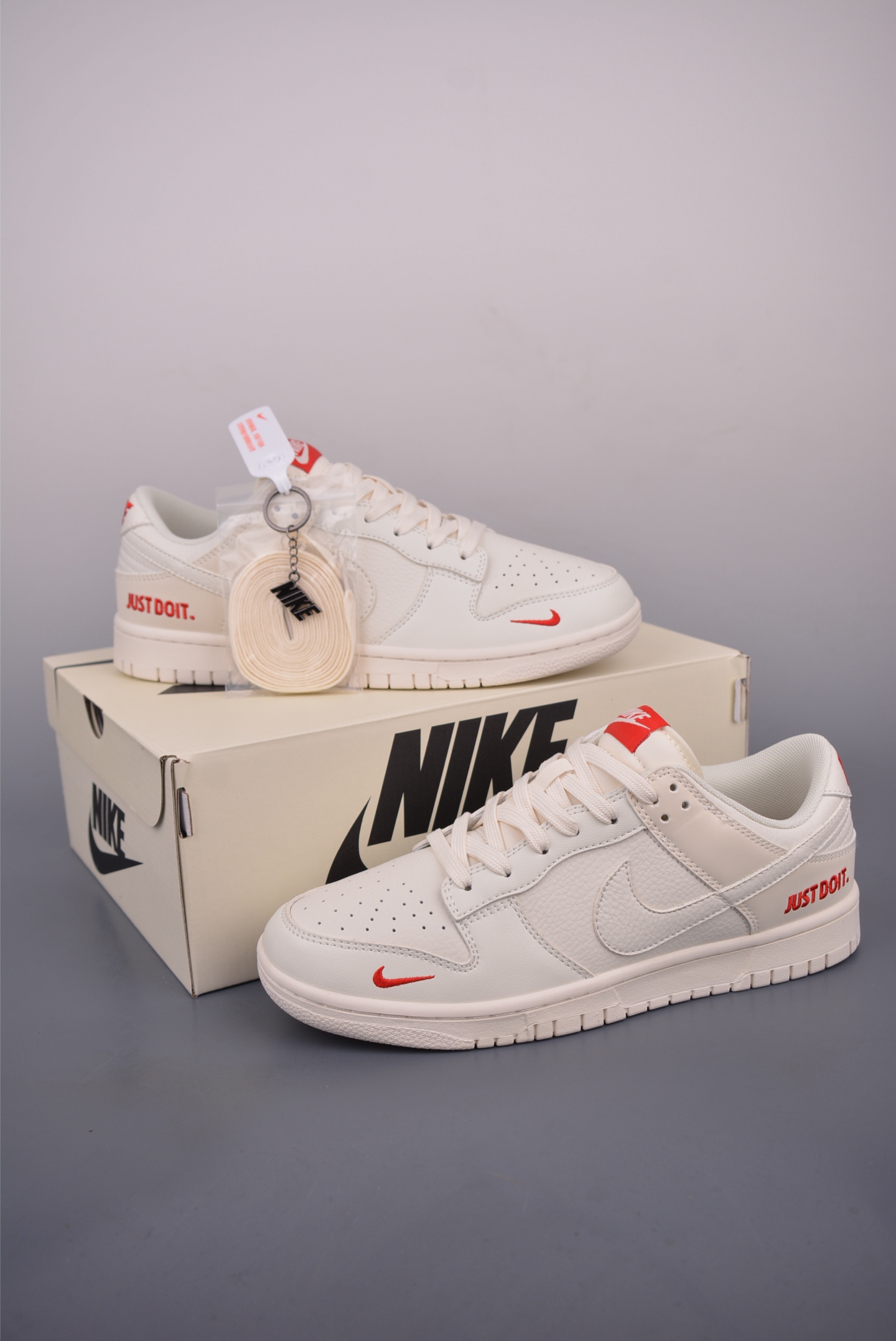 Nike SB Dunk Low Just Do It Premium Leather Sneakers - Cream White/Red 5 i1752792110617 1844 0 4