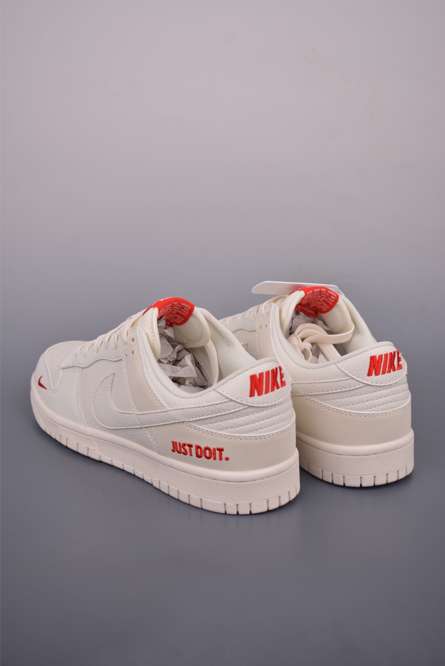 Nike SB Dunk Low Just Do It Premium Leather Sneakers - Cream White/Red 2 i1752792112387 6047 0 1