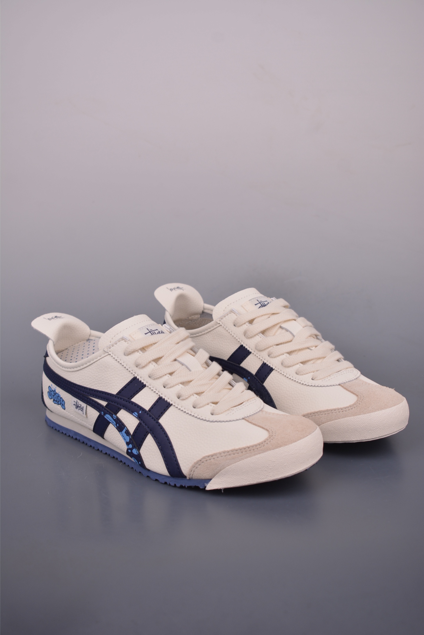Asics Onitsuka Tiger MEXICO 66 Cream/Navy Leather Sneakers - Sizes 36-45 2 i1752872910491 4610 0 0