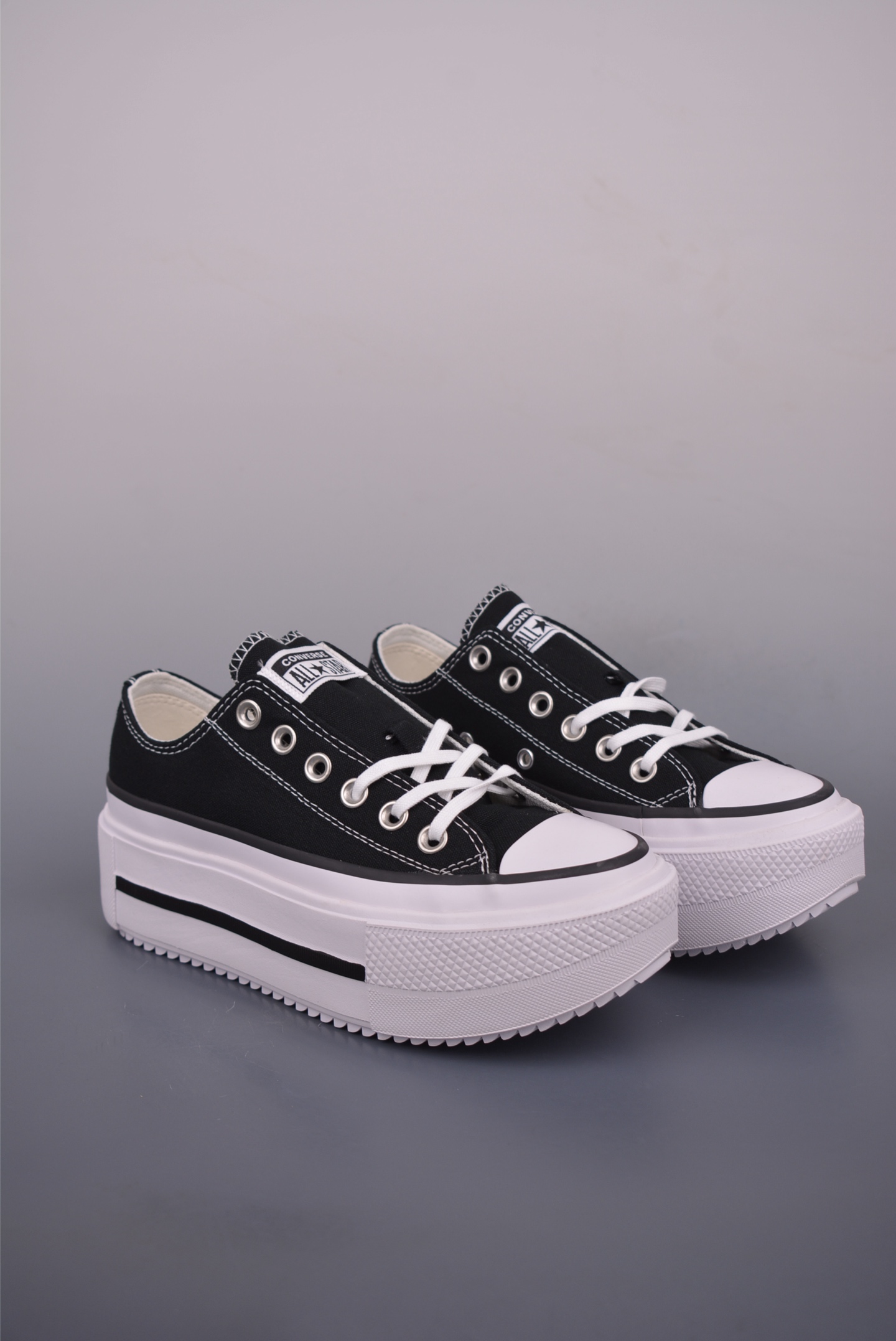 Converse All Star Lift Platform Double Stack Low Top Sneakers - Black/White 2 i1752954780303 8266 0 0
