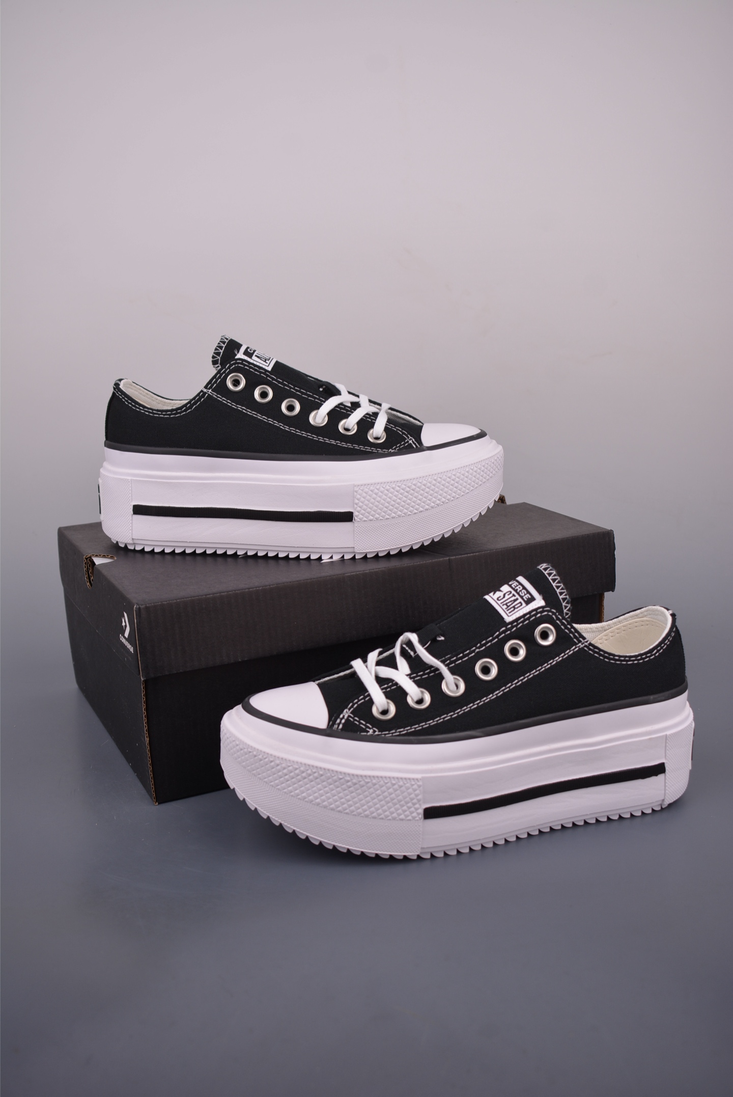 Converse All Star Lift Platform Double Stack Low Top Sneakers - Black/White 6 i1752954780351 214 0 4