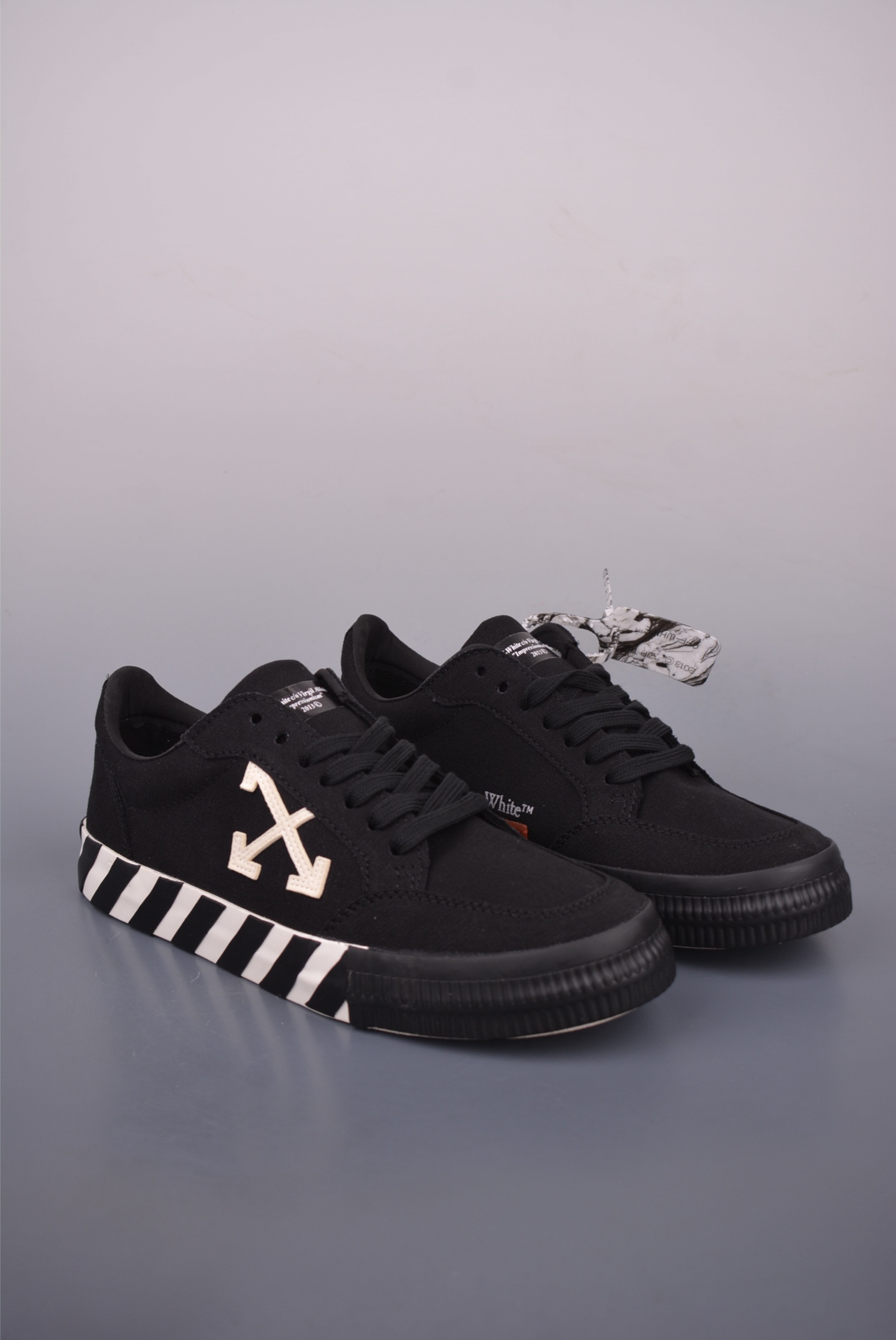 Off-White Vulcanised Low-Top Sneakers - Black Canvas with Signature Arrows 1 i1753139303739 4432 0 0