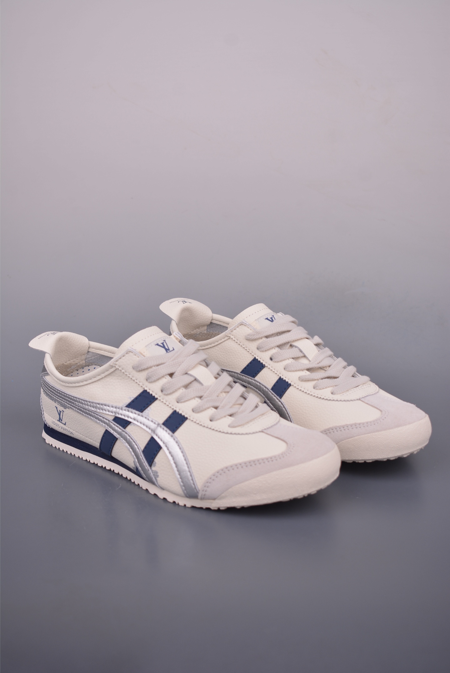 Onitsuka Tiger MEXICO 66 Cream/Navy Leather Sneaker - Louis Vuitton Edition 2 i1753223688288 8382 0 0