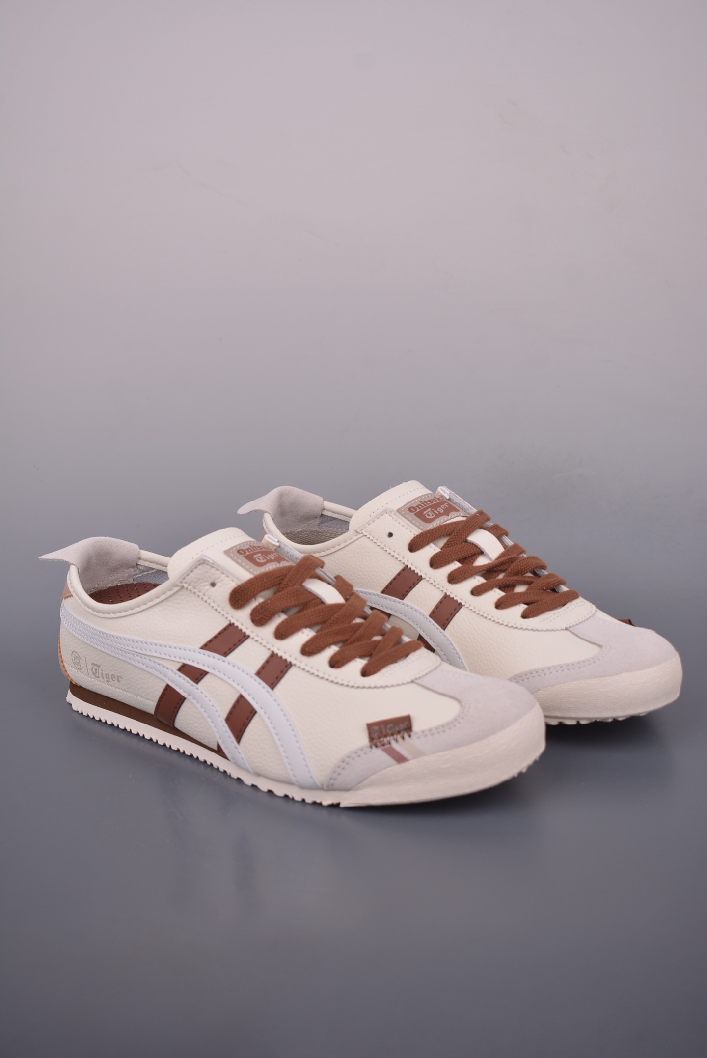 Onitsuka Tiger MEXICO 66 Cream/Brown Leather Sneakers - Unisex Sizes 2 i1753816862963 7977 0 0