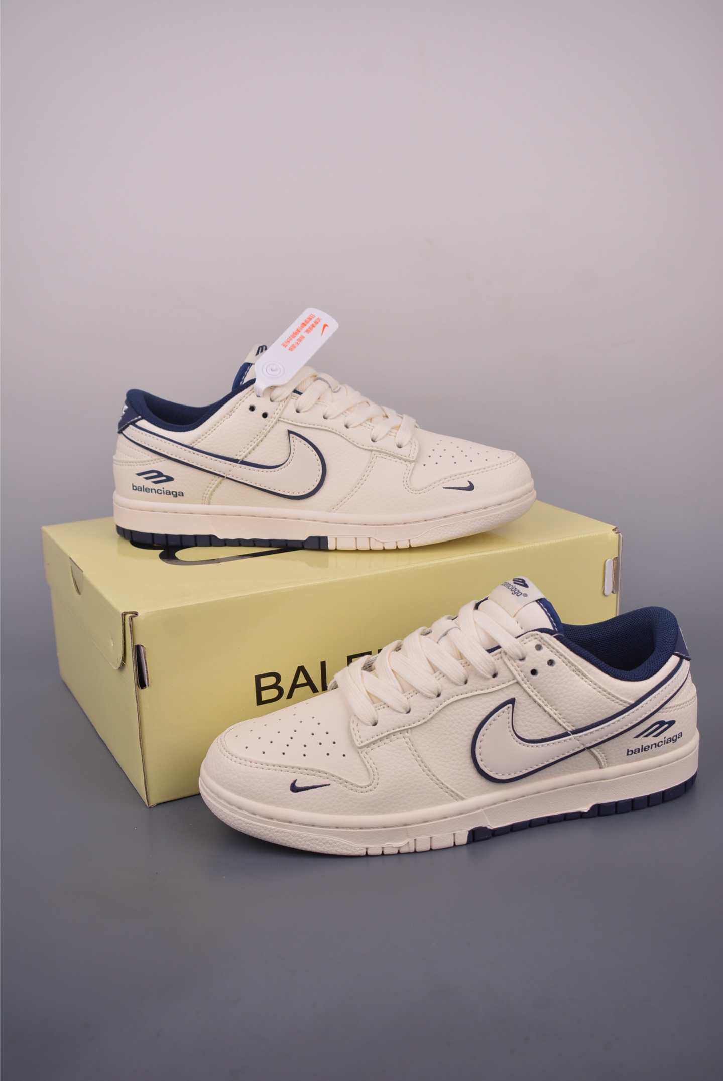Nike SB Dunk Low Balenciaga Cream and Navy Blue Men's Sneakers 5 i1753819067802 5595 0 4