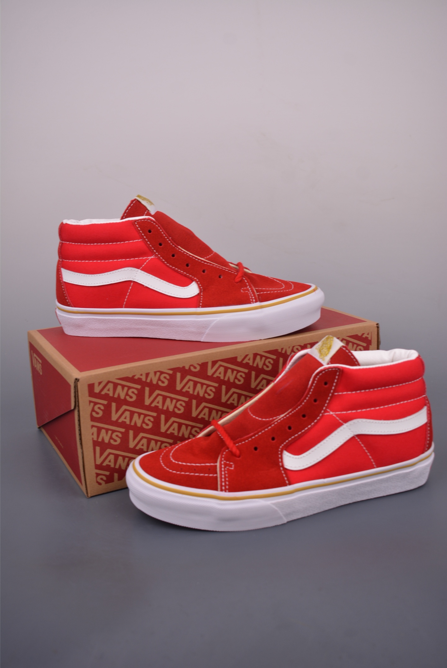 Vans Sk8-Mid Premium High-Top Sneakers, Red/White, Canvas & Suede, Retro Style 6 i1754347338708 3761 0 4