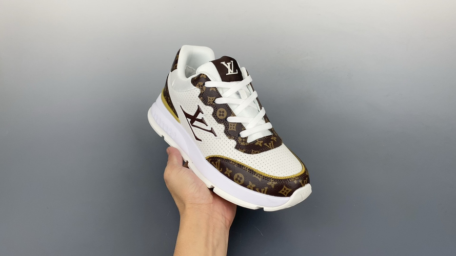 Louis Vuitton Classic White Leather Sneakers with Monogram Accents