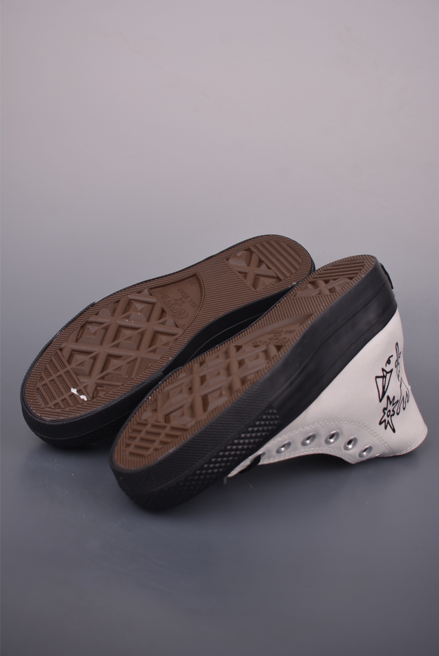 Converse All Star Lift High Top Platform Sneaker - White/Black, Crown and Airplane Print 3 i1754774340337 94 0 2