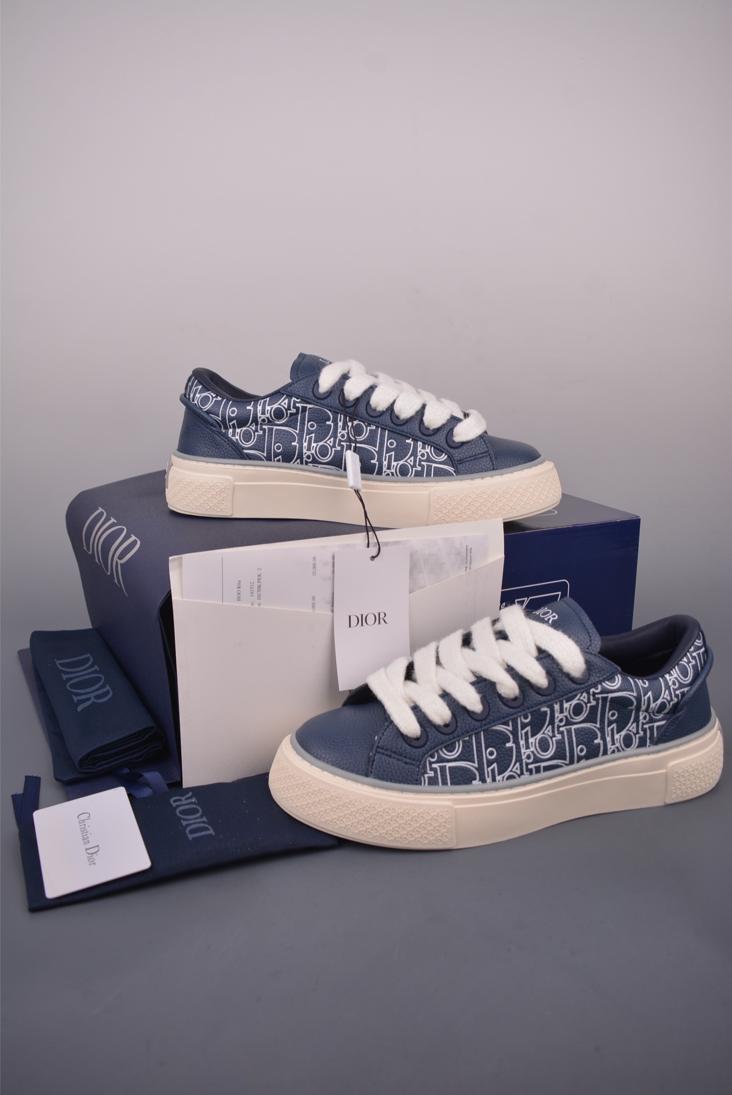 Dior B27 Blue Leather Sneakers with Iconic CD Design, Casual and Stylish 6 i1754820495396 8289 0 4