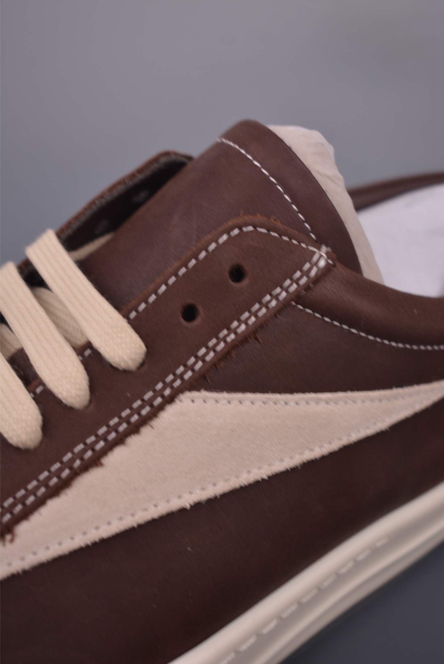 Rick Owens DRKSHDW Hollywood Brown Leather Low-Top Sneakers Unisex 8 i1754863009310 7722 0 6