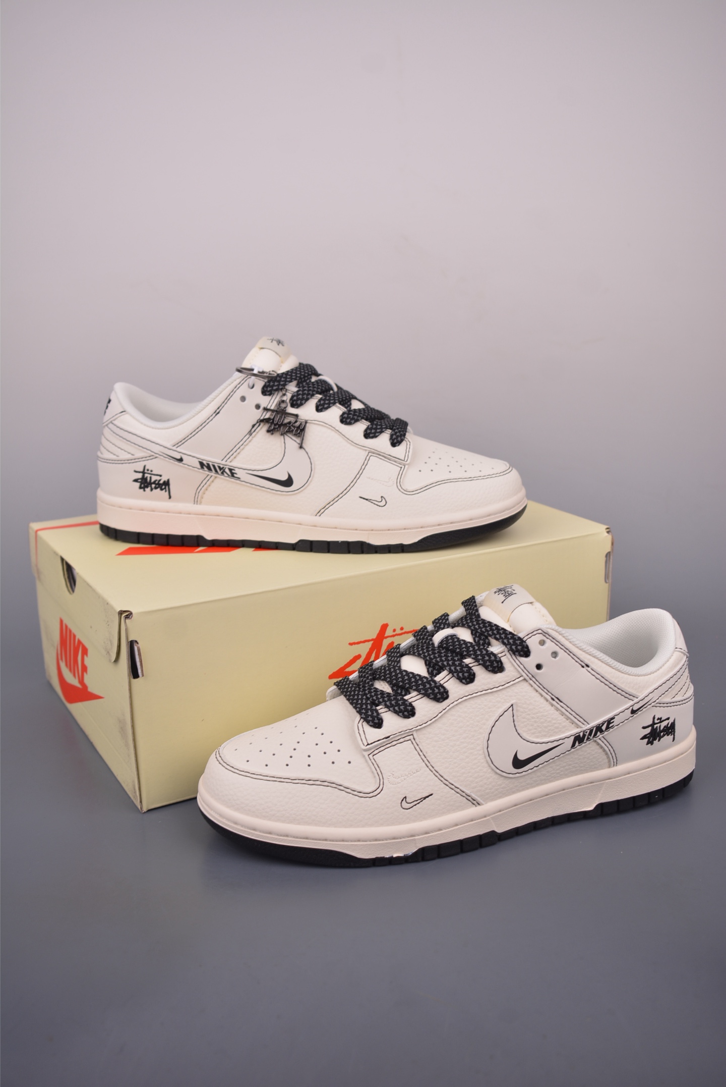 Nike SB Dunk Low Stussy Cream Black Shoes,HH7518 0962722, All Size 5 i1754950687487 4781 0 4