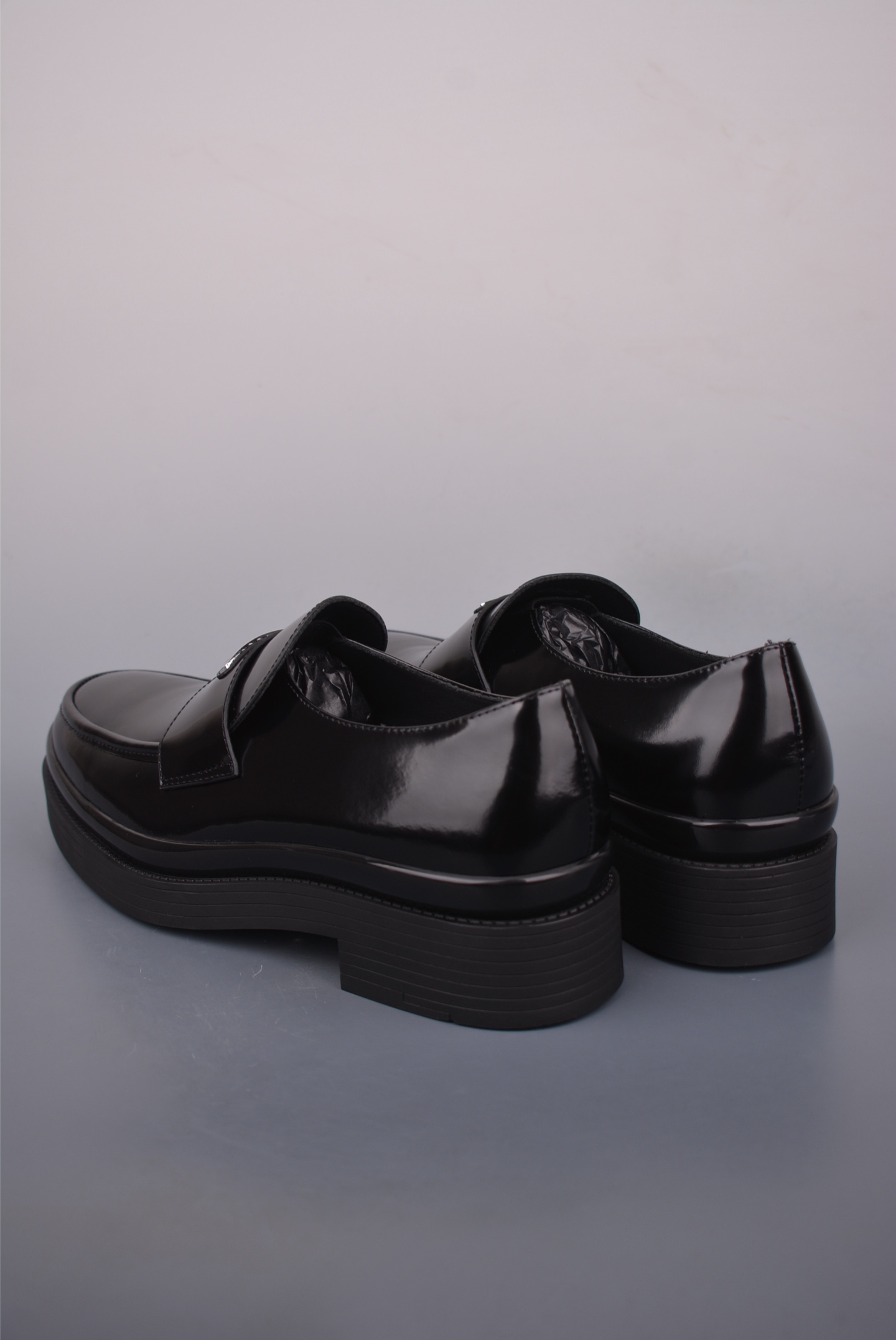 Prada Black Leather Loafers Chunky Shoes with Logo Accent, Size 35-45 2 i1755036523759 2693 0 1