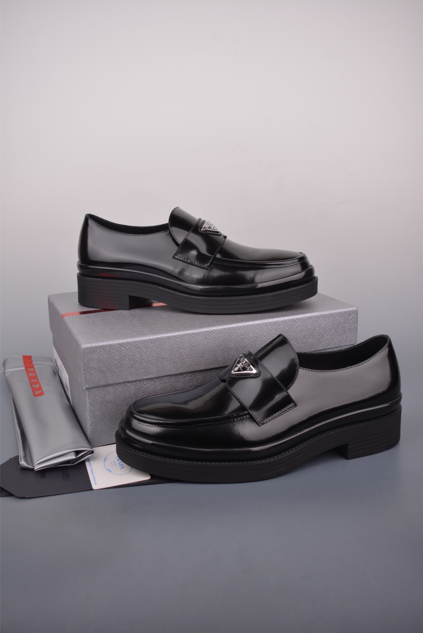 Prada Black Leather Loafers Chunky Shoes with Logo Accent, Size 35-45 5 i1755036523768 4975 0 4