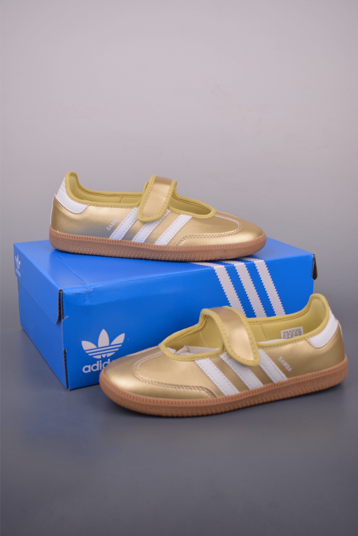 Adidas Samba Jane W Mary Jane Shoes - Gold Leather Upper with Stripe Design 6 i1755116529562 568 0 4