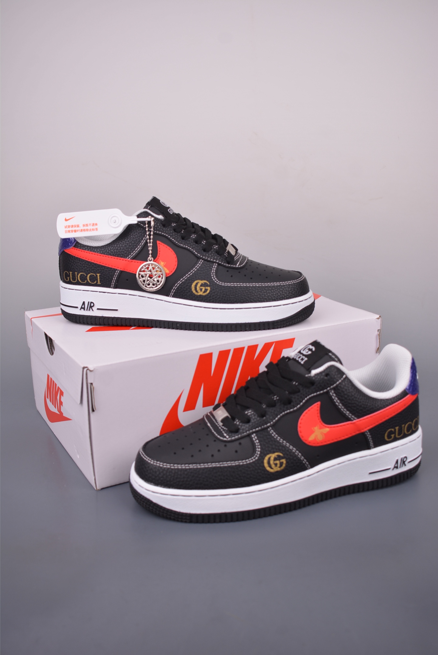 Nike Air Force 1 Low Gucci Custom Black Leather Honeycomb Cushioning AH8462 6 i1755642179561 1167 0 4