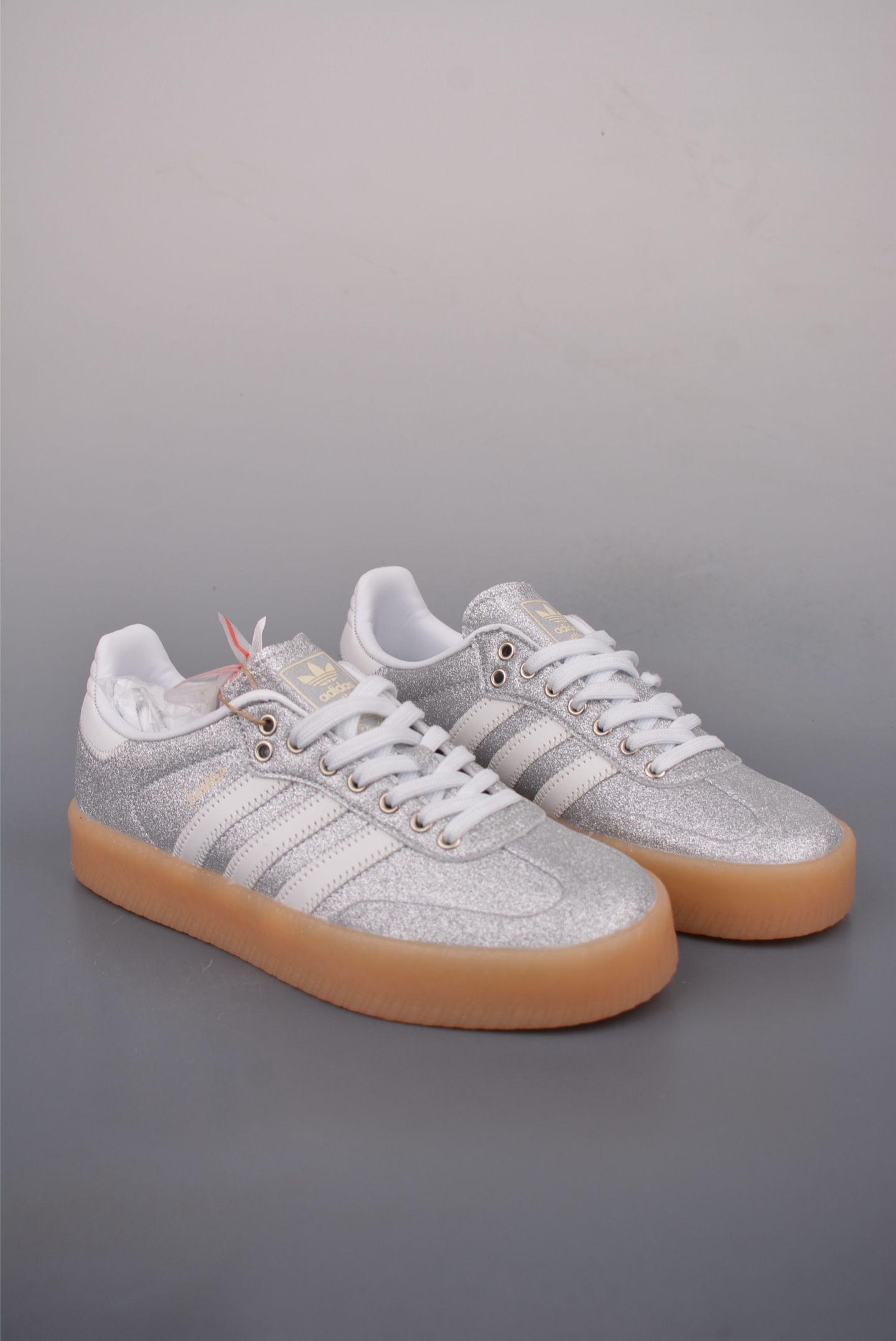 Adidas Samba Valentine Women's Platform Sneakers Glitter Silver White Shoes