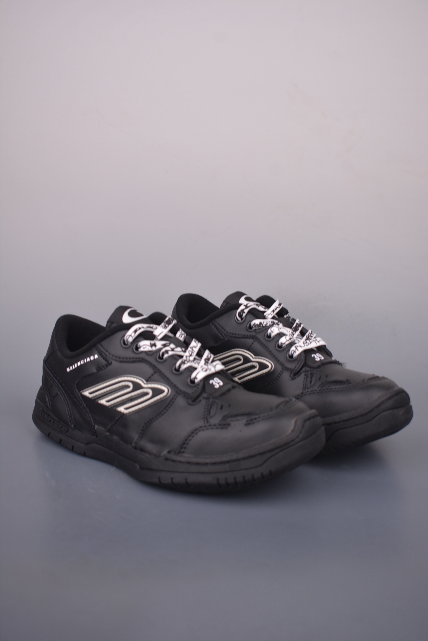 Balenciaga 16th Generation Black Leather Sneakers with Original Details