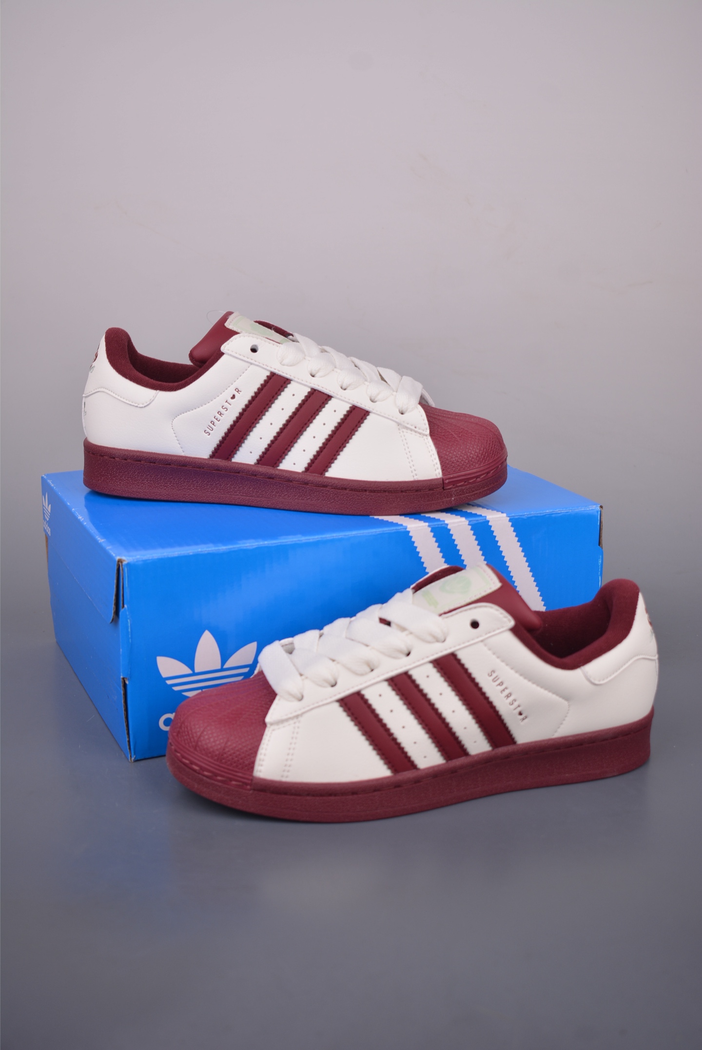 Adidas Originals Superstar 2 White Burgundy Leather Sneakers - Classic Style 6 i1756508302564 4368 0 4