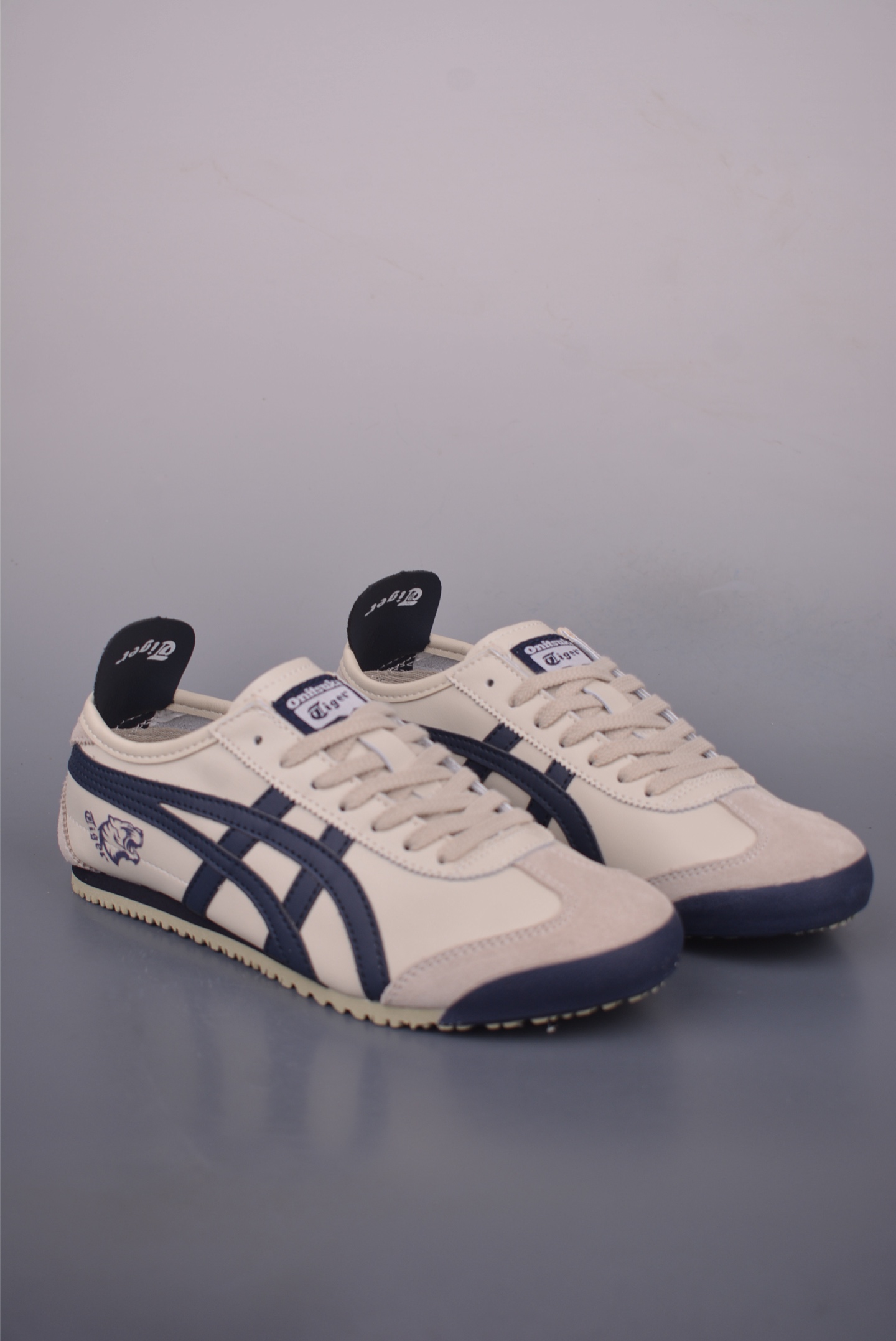 Onitsuka Tiger MEXICO 66 Cream & Dark Blue Leather Low-Profile Sneakers 1 i1756508768632 754 0 0