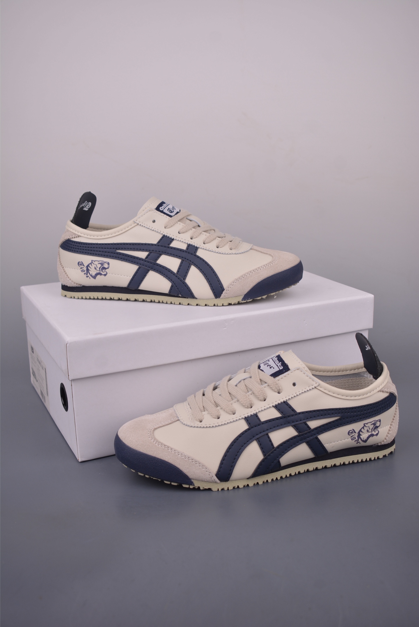 Onitsuka Tiger MEXICO 66 Cream & Dark Blue Leather Low-Profile Sneakers 5 i1756508770280 2407 0 4