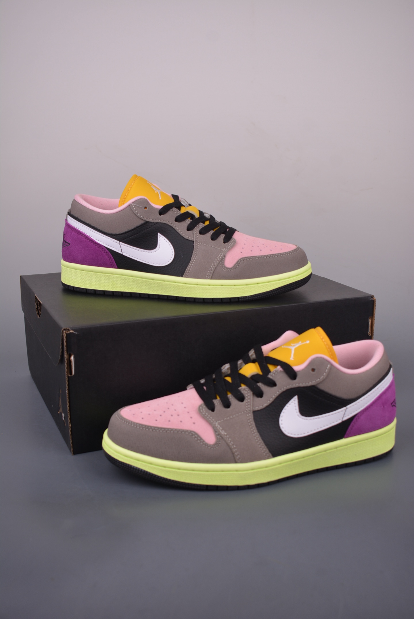 Air Jordan 1 Low Casual Sneakers - Pink, Brown, and Purple Color Block Design 6 i1756595227585 8905 0 4