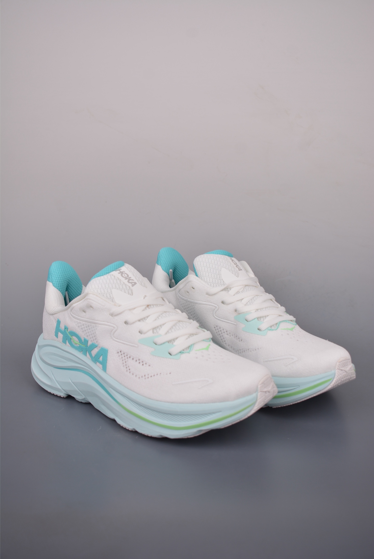 Hoka Clifton 10 Women's Running Shoes- White/Ice Flow - Cushioning and Lightweight