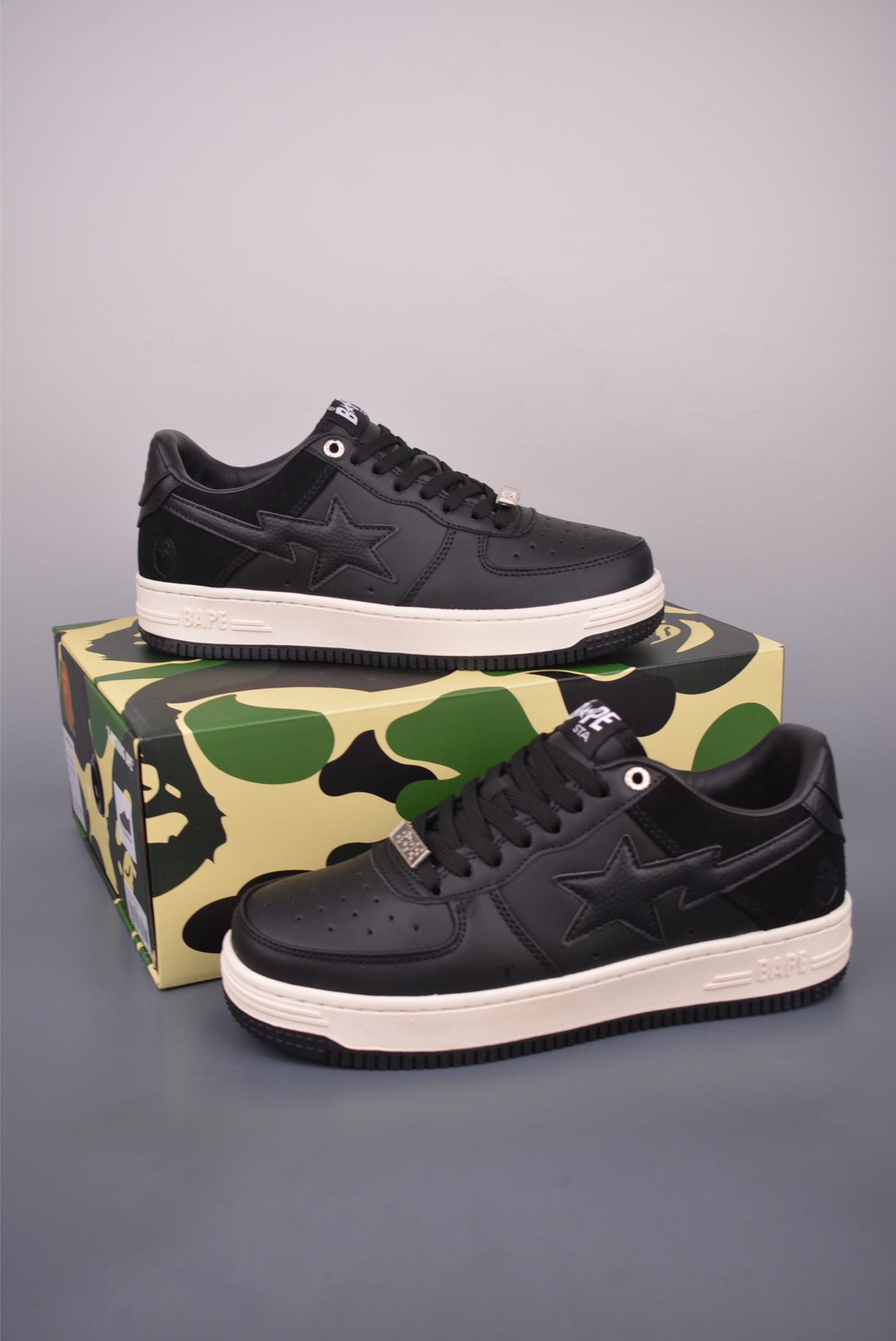 BAPE Bapesta Low Black Leather Sneakers Classic Low-Top Casual Shoes 6 i1757282006530 1978 0 4