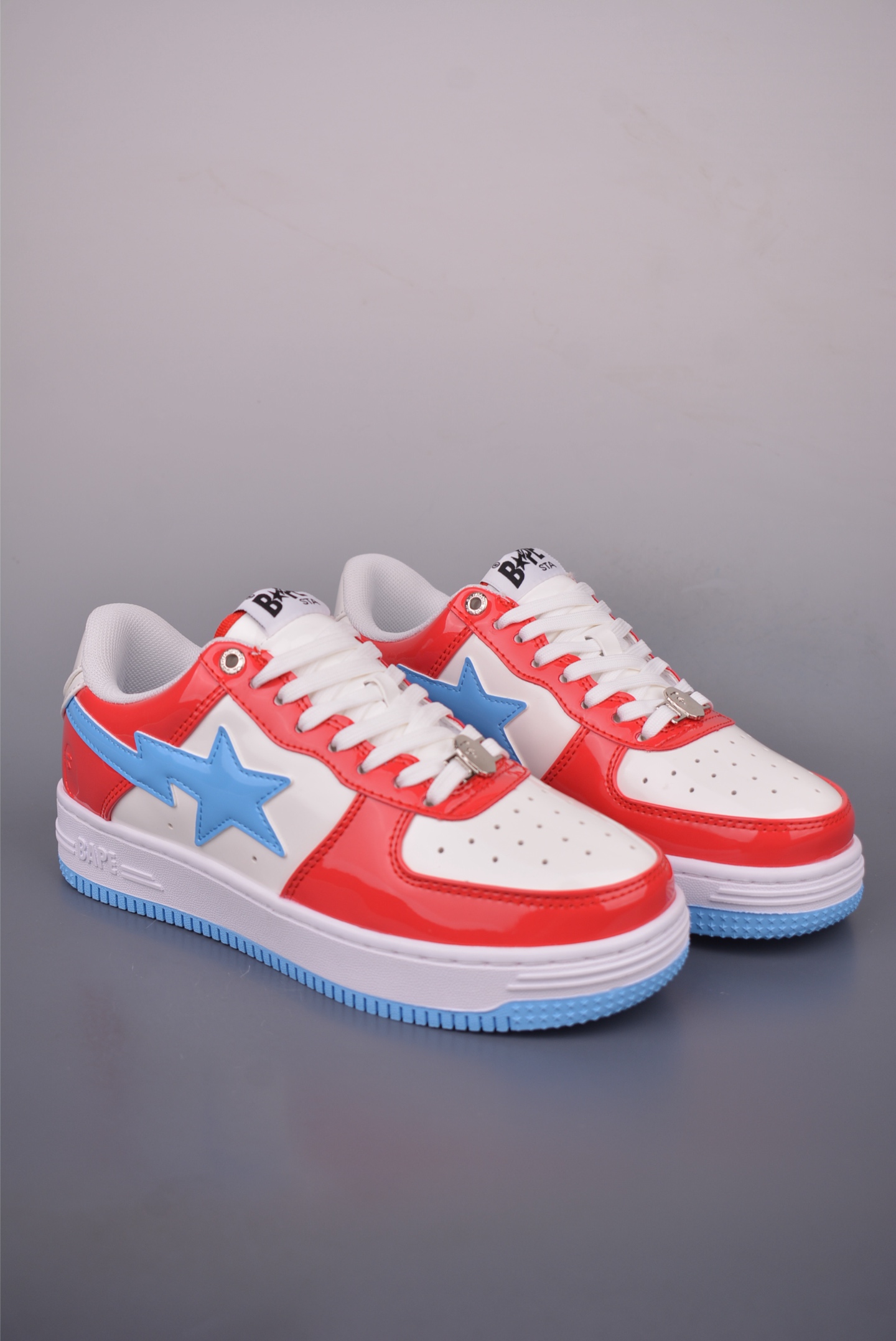 BAPE STA Low Red/Blue Leather Sneakers - Classic Low-Top Athletic Shoes 2 i1757282023292 2640 0 0