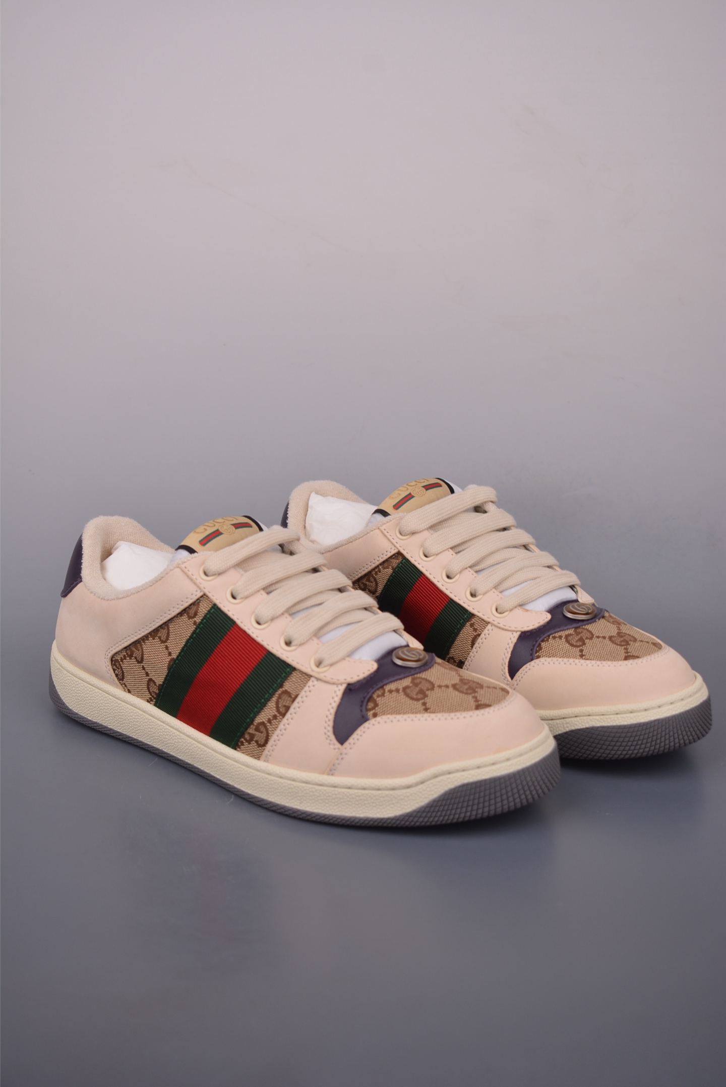 Gucci Screener Sneakers Beige Leather with Green and Red Web stripe 2 i1757463191661 5206 0 0