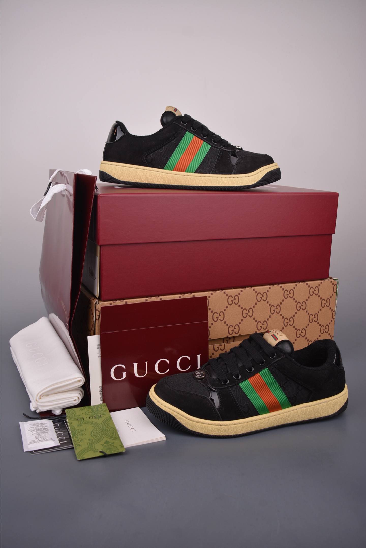Gucci Screener Sneakers - Distressed Finish, Iconic Web Stripe 6 i1757463214310 1729 0 4