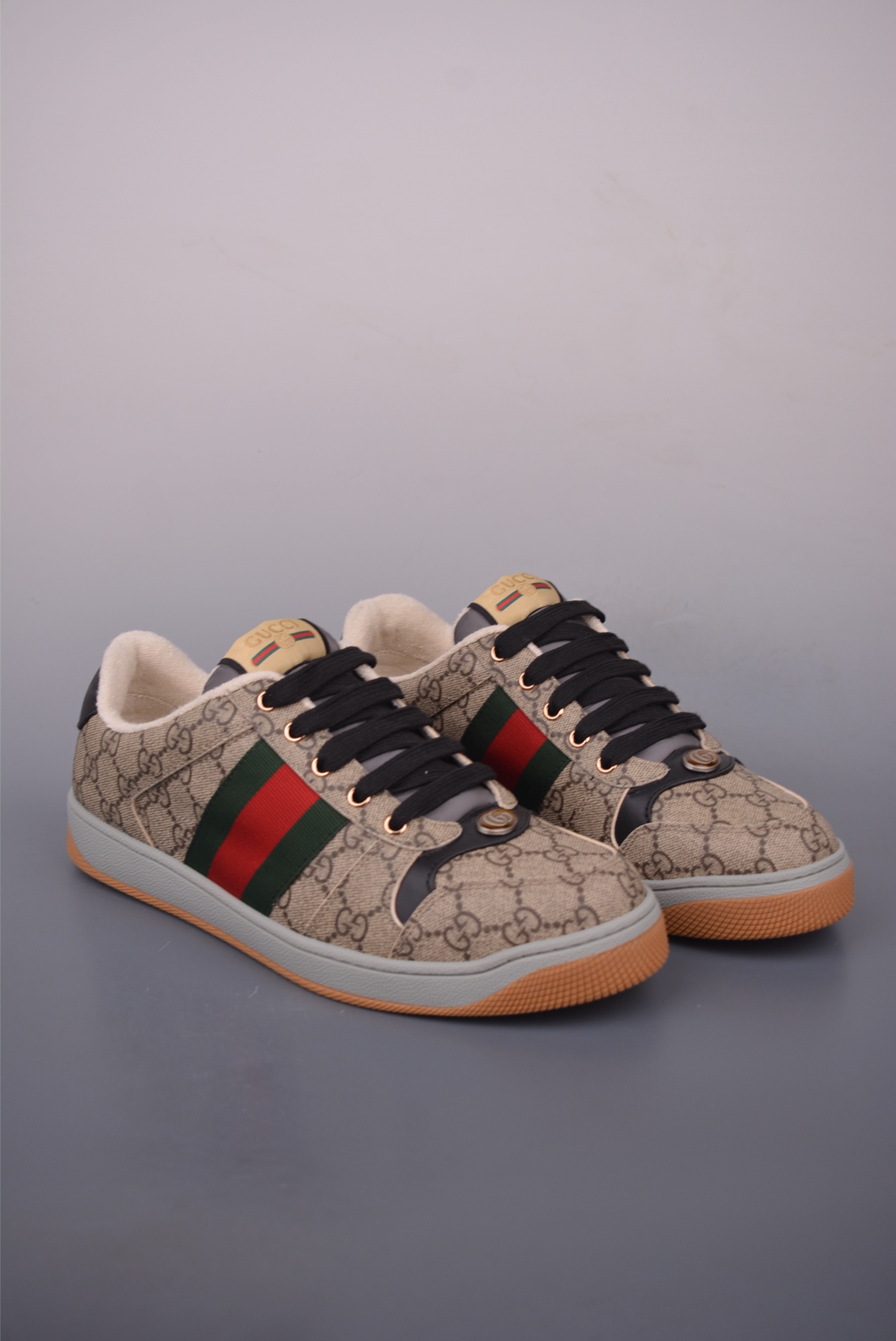 Gucci Screener Sneakers Dirty Effect Brown, Green and Red Stripes, Size 39-45 2 i1757463293133 9317 0 0
