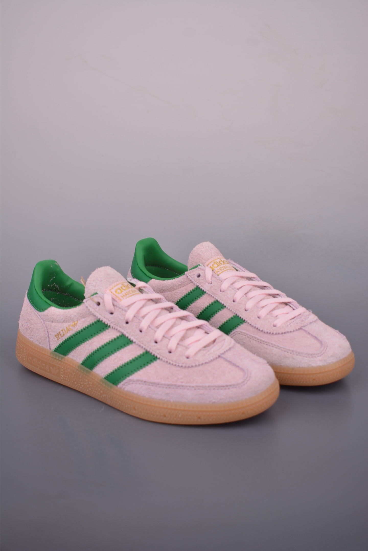 Adidas Handball Spezial Sneakers - Retro Casual Shoes in Suede Pink and Green 1 i1757548155854 8487 0 0