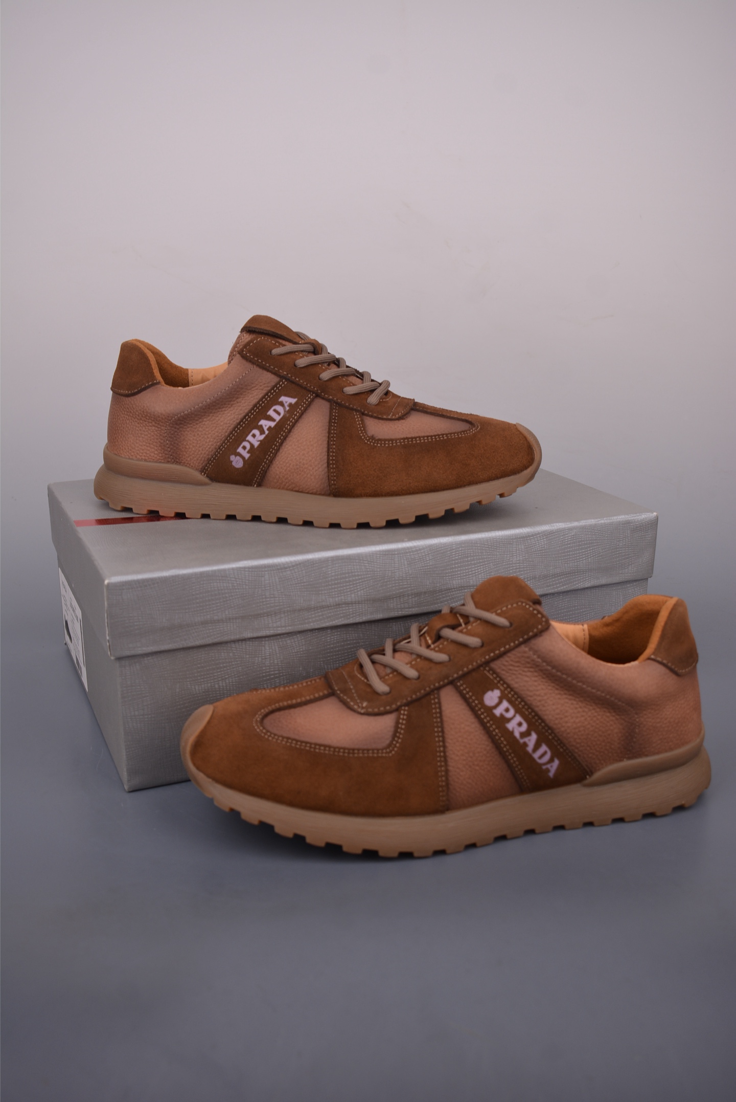 Prada Men's Brown Leather & Suede Lace-Up Sneakers - Size 39-44 5 i1757632969452 3990 0 4