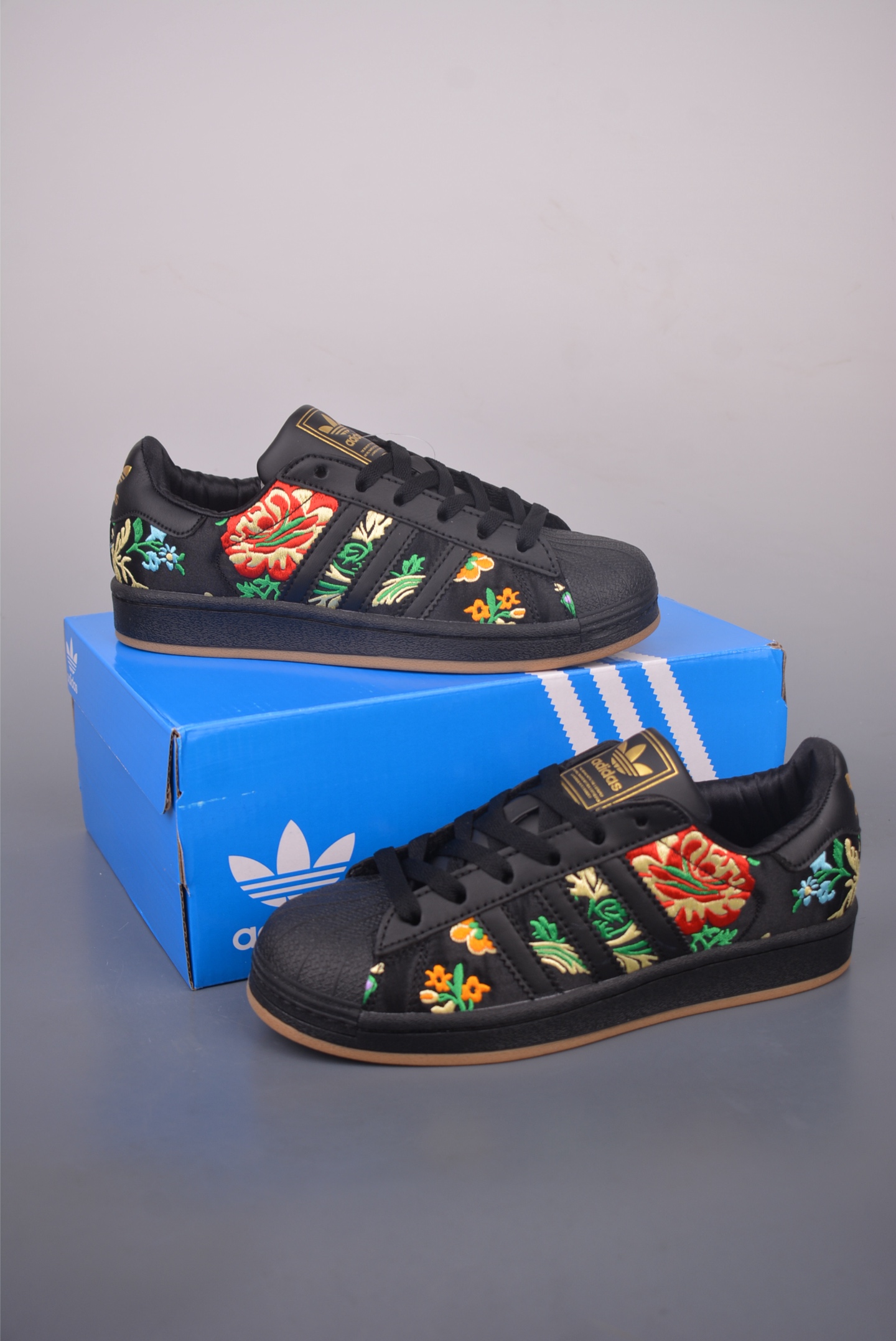 Adidas Originals Superstar Floral Embroidery Black Leather Casual Shoes 6 i1757893681106 3812 0 4