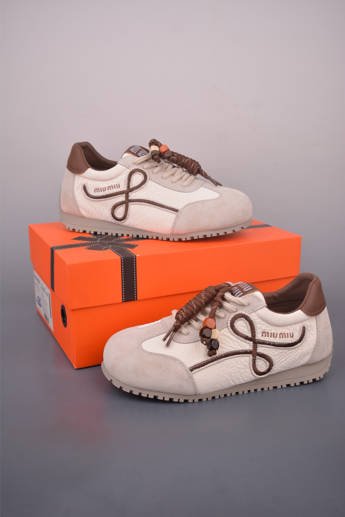 Miu Miu Women's White Leather and Suede Lace-Up Sneakers Size EU 35-45 6 i1757895359669 9751 0 4