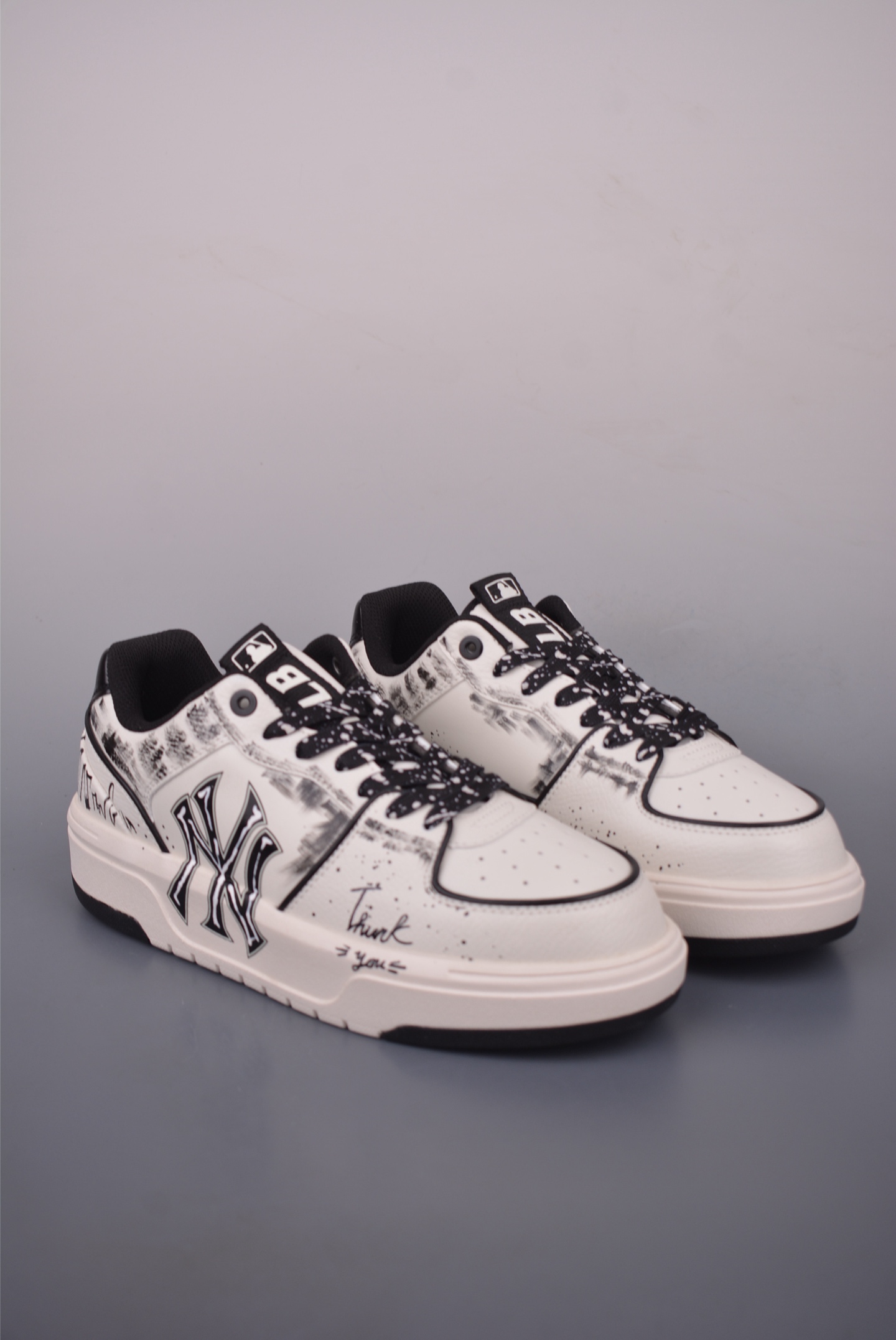 MLB NY Yankees Printed Sneakers Graffiti Chunky Platform Dad Shoes Height 6cm