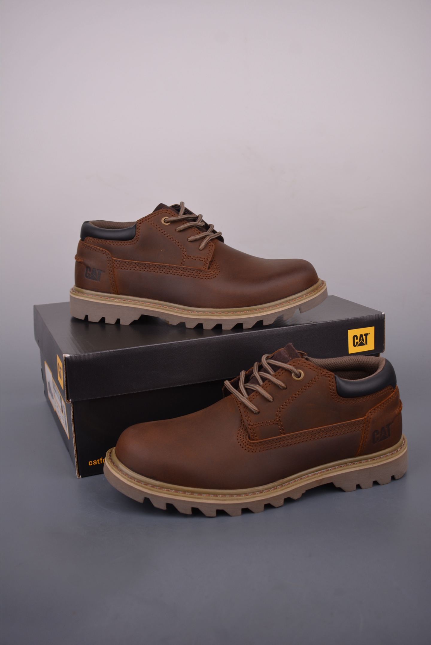 CAT Men's Brown Leather Casual Lace-Up Boots, Low-Cut Style, Work & Outdoor Ready 5 i1758236742286 413 0 4