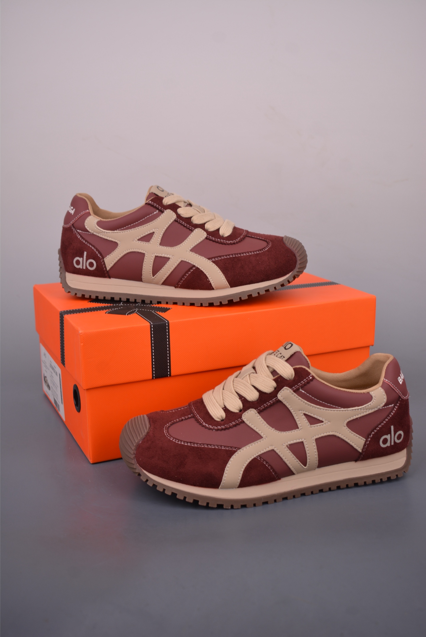 ALO Athletic Sneakers Trendy Maroon Leather Casual Shoes Size 35-40 2 i1758239659898 7870 0 4