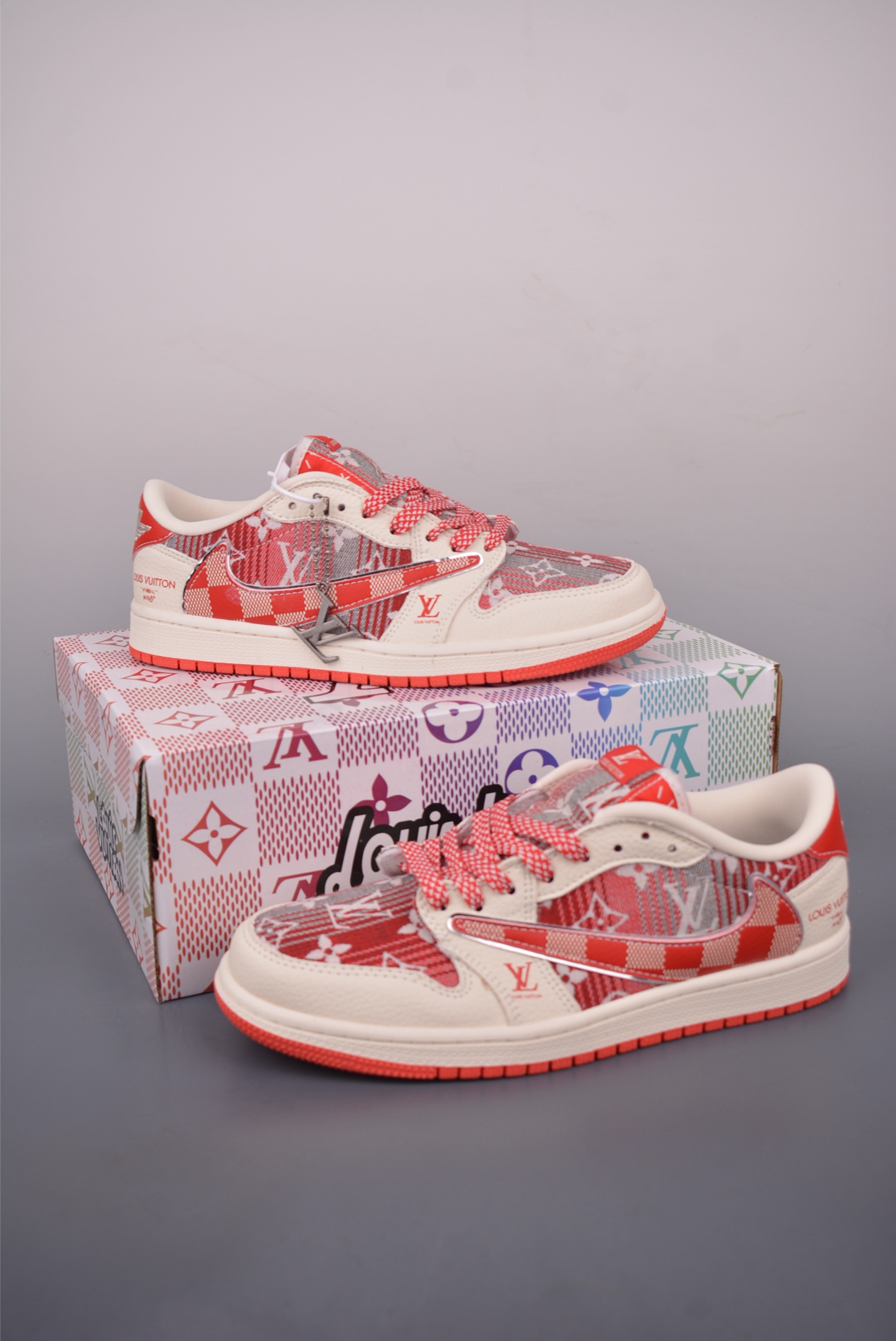 Louis Vuitton x Air Jordan 1 Low: Red Monogram Sneakers 6 i1758240904200 2405 0 4