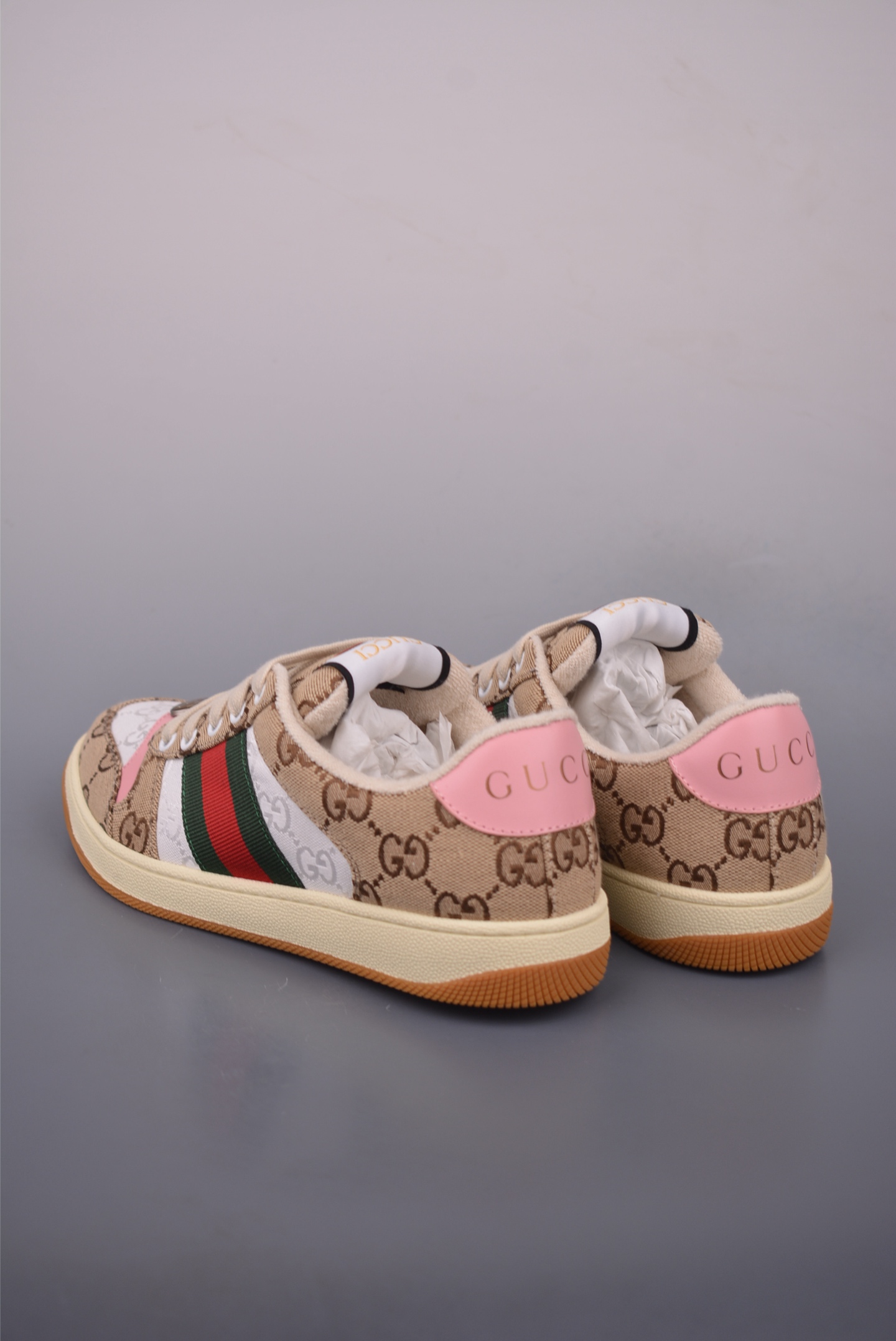 Gucci Screener Sneakers Distressed GG Canvas Stripe Low-Top Lace-Up Shoes 3 i1758416150768 9289 0 1