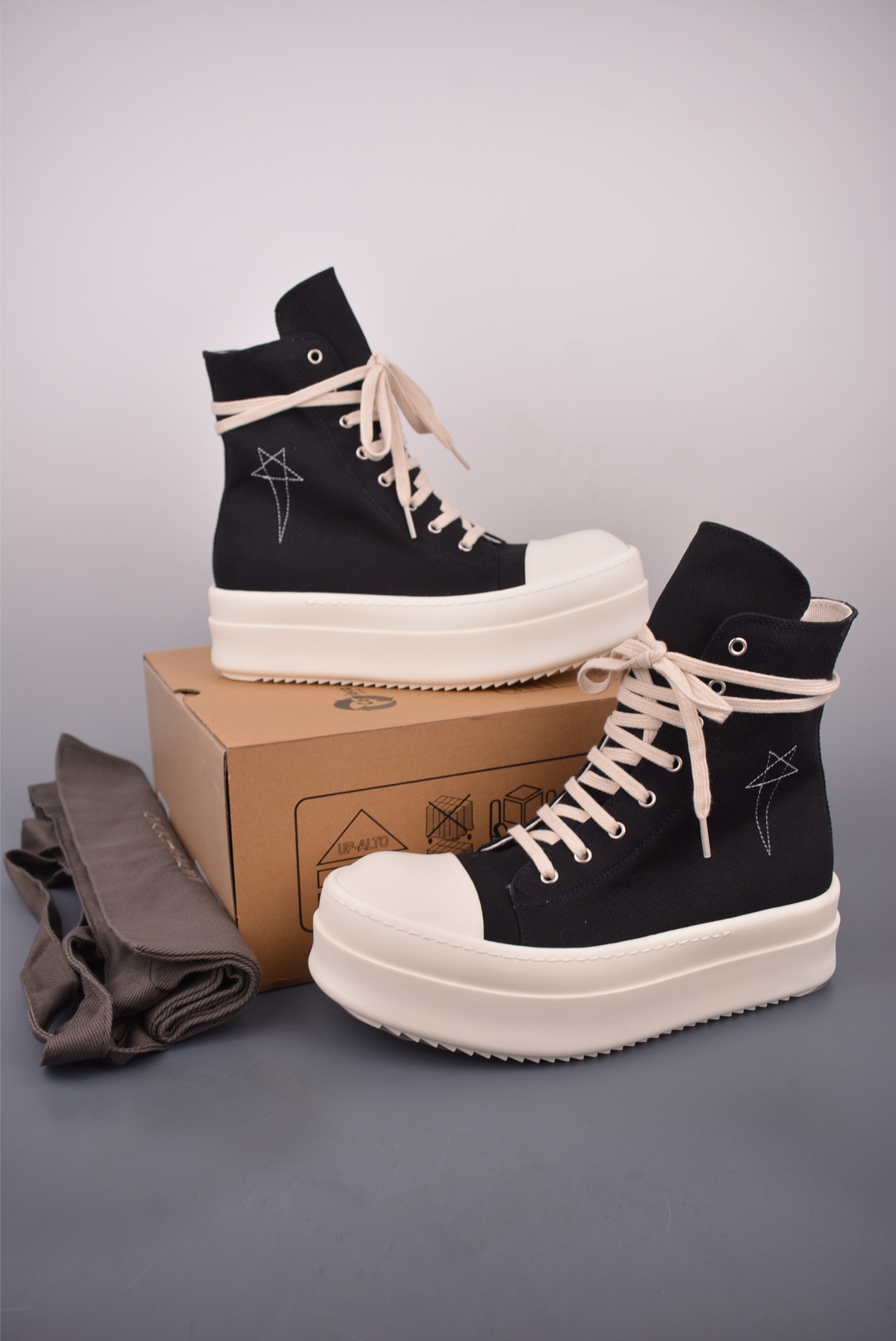 Rick Owens High-Top Sneakers - Black Cotton, Signature Design, and Platform Sole 5 i1758496994438 8485 0 4