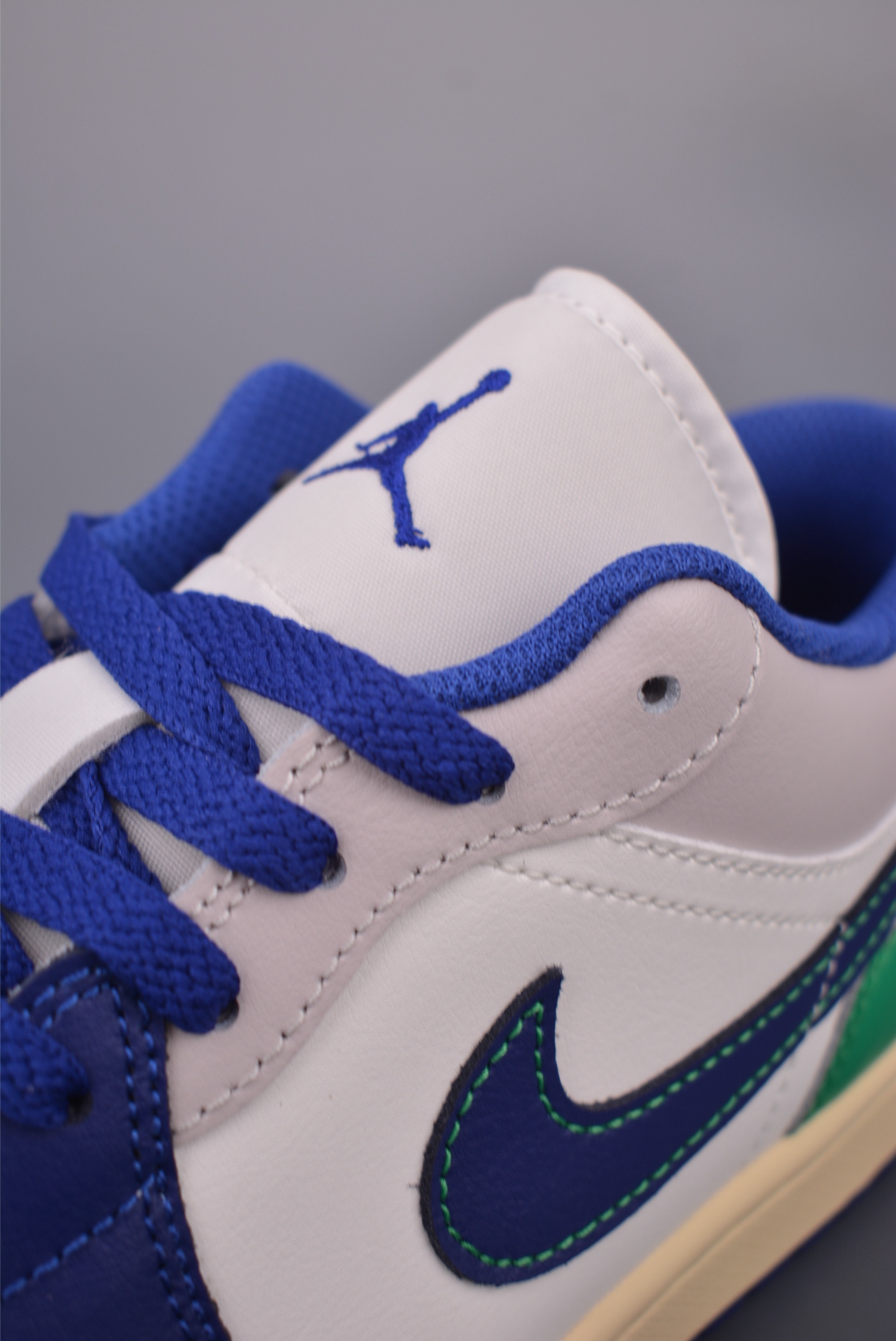 Air Jordan 1 Low White Green Blue Original Leather Sneakers, Size 40-46 8 i1758583424113 392 0 6