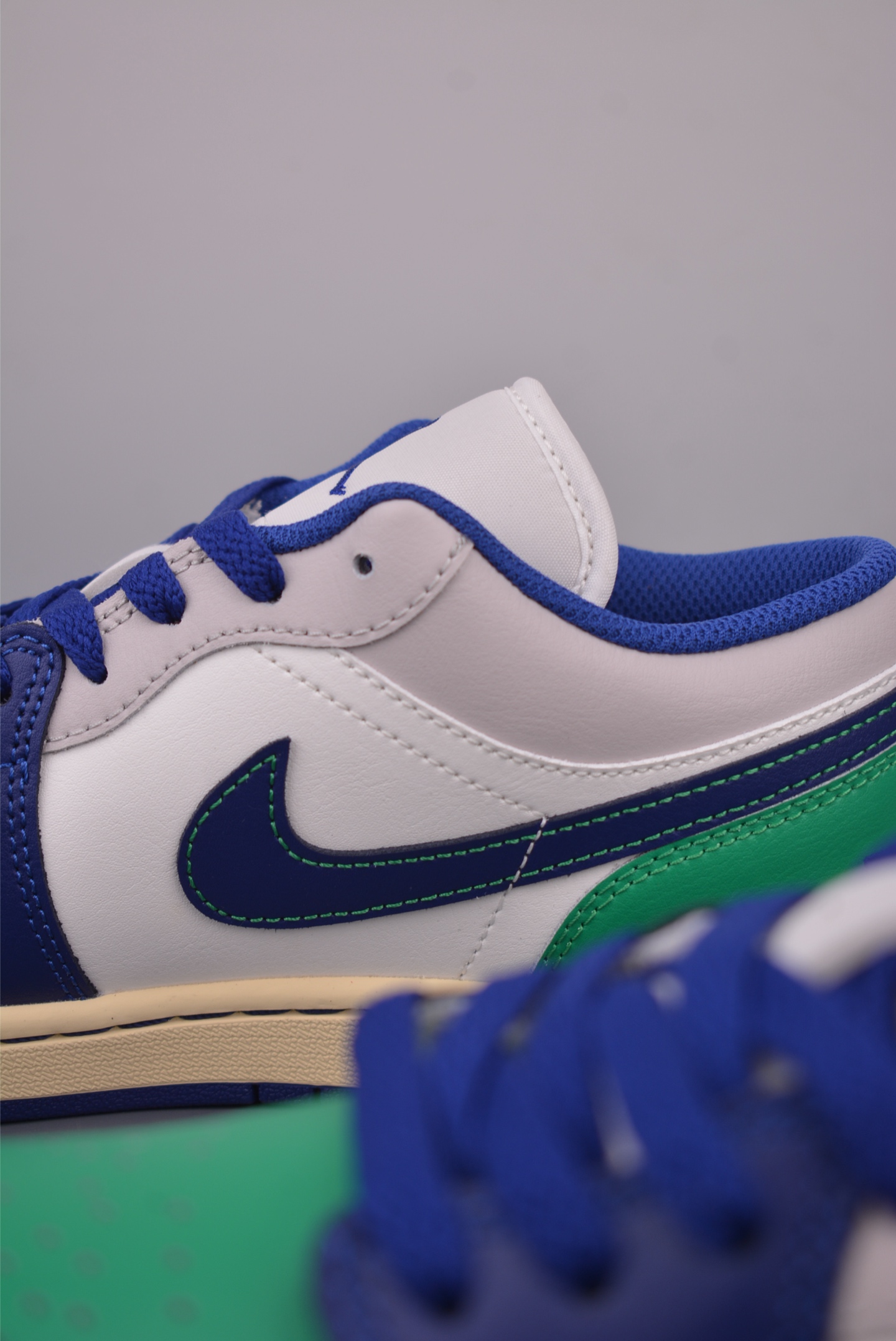Air Jordan 1 Low White Green Blue Original Leather Sneakers, Size 40-46 9 i1758583426415 2814 0 7