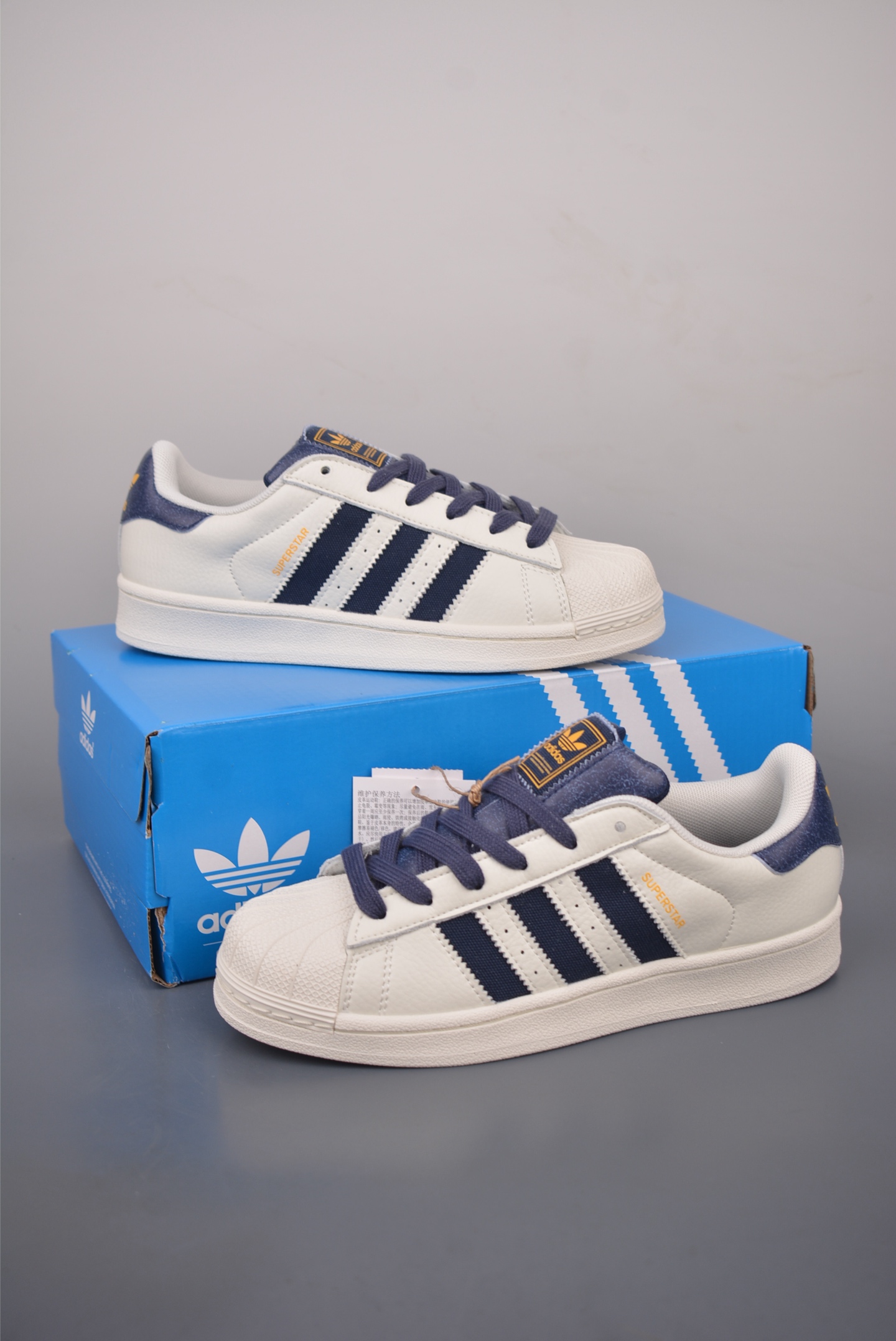 Adidas Originals Superstar White Blue Leather Sneakers - Classic Shell Toe Style 6 i1758753089246 7734 0 4