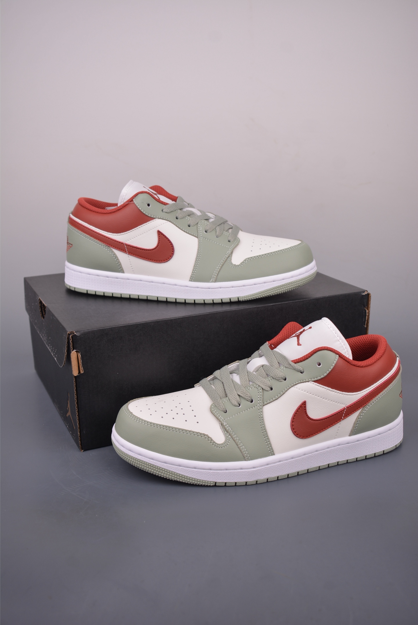 Air Jordan 1 Low White, Green, and Red Casual Sneakers - Premium Leather 6 i1758753527195 8832 0 4