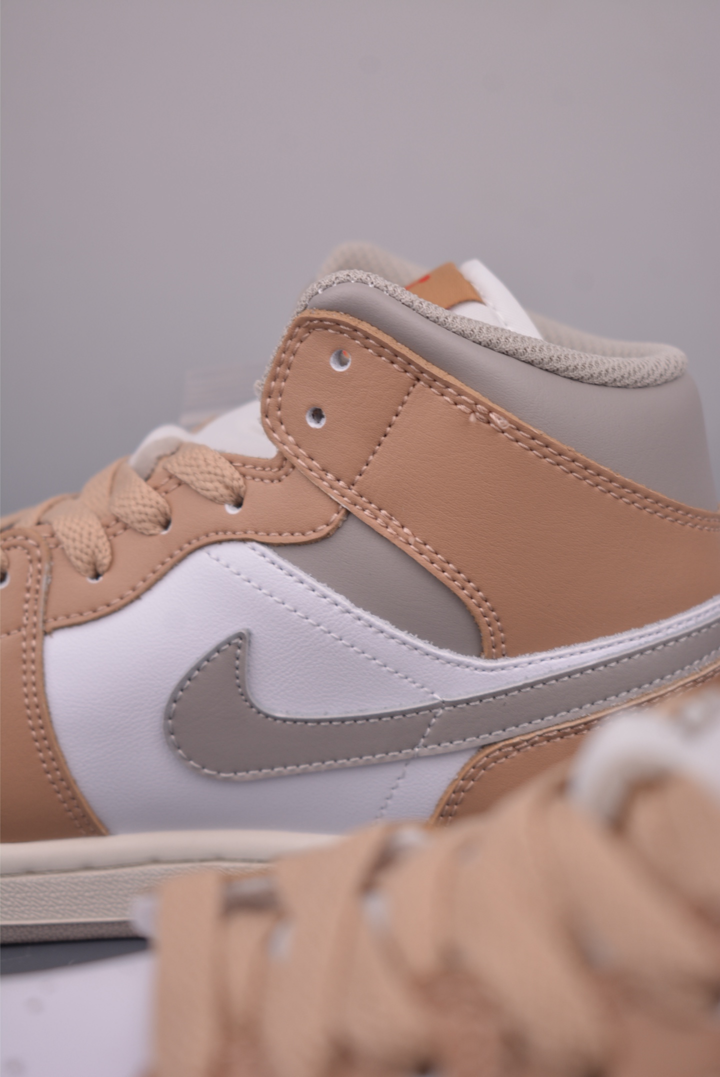 Air Jordan 1 Mid White Tan Sneakers, Premium Leather, Original Design 8 i1758842089552 145 0 7