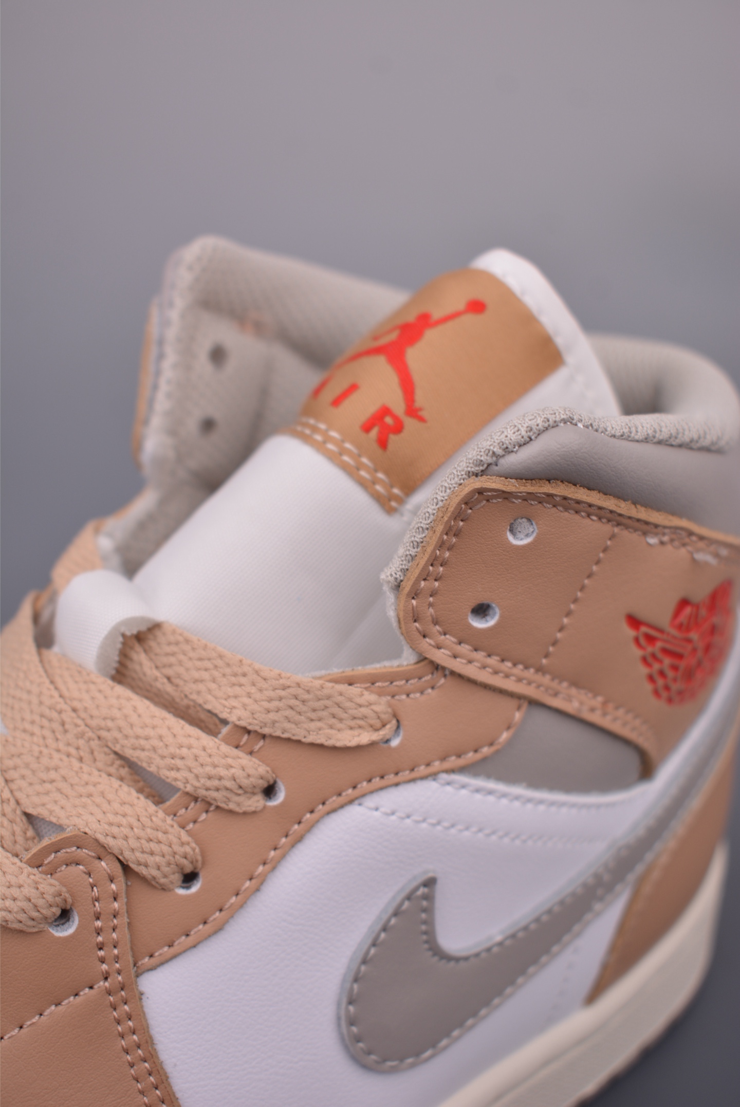 Air Jordan 1 Mid White Tan Sneakers, Premium Leather, Original Design 7 i1758842091396 2386 0 6