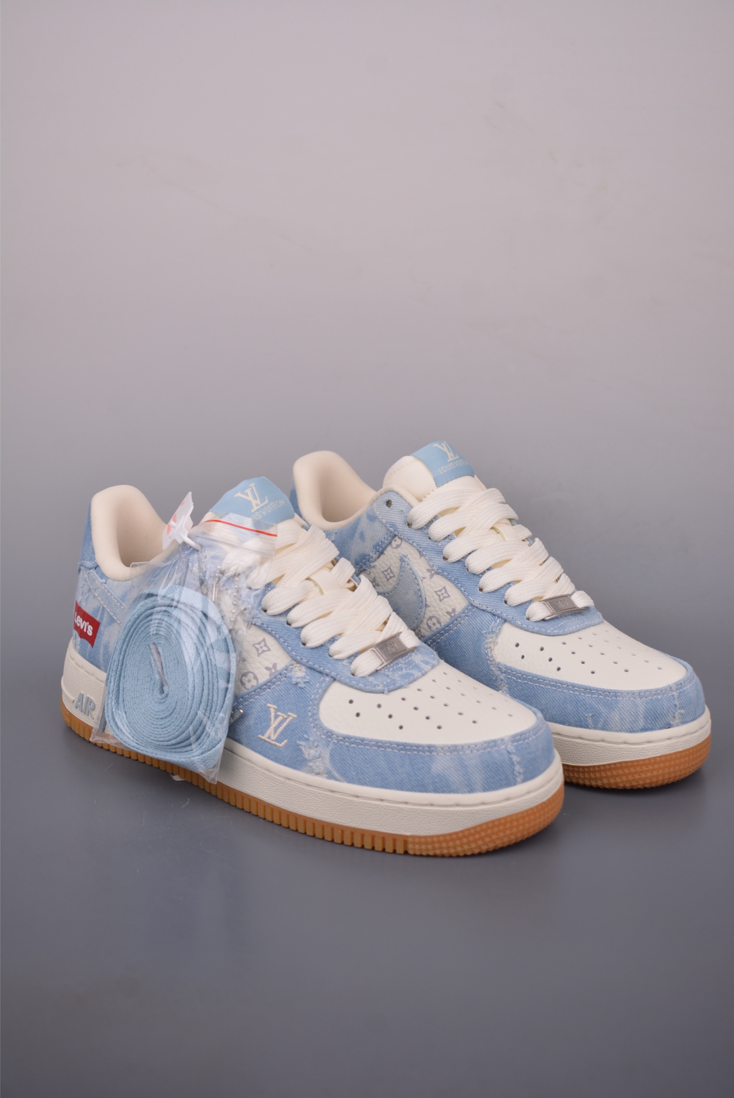 Nike Air Force 1 Low Louis Vuitton Collab Denim Sneakers - Limited Edition