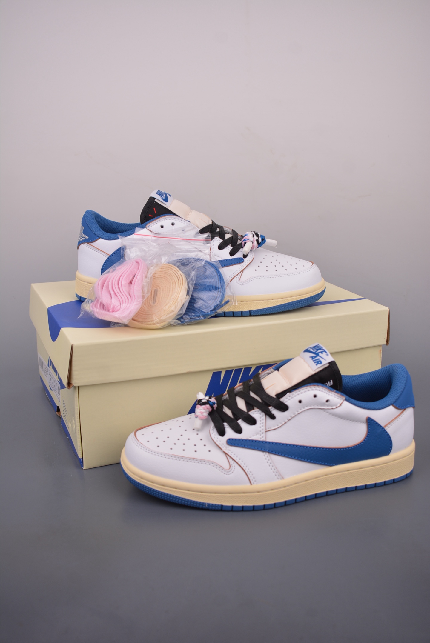 Fragment x Travis Scott x Air Jordan 1 Low Sneakers - White/Blue Collaboration 5 i1759020331123 6636 0 4