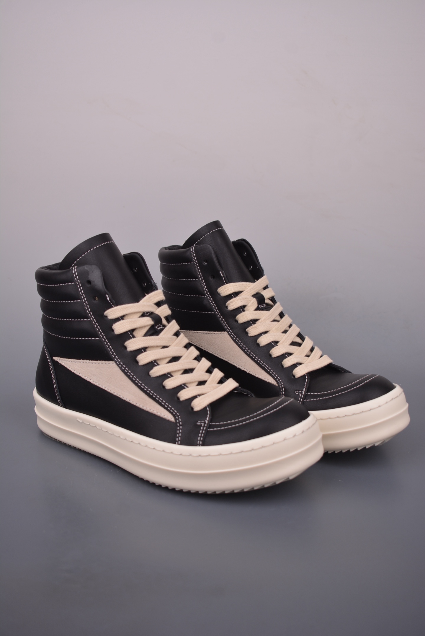 Rick Owens DRKSHDW High-Top Sneakers - Black/Milk - Leather Platform Shoes 2 i1759106674894 3931 0 0